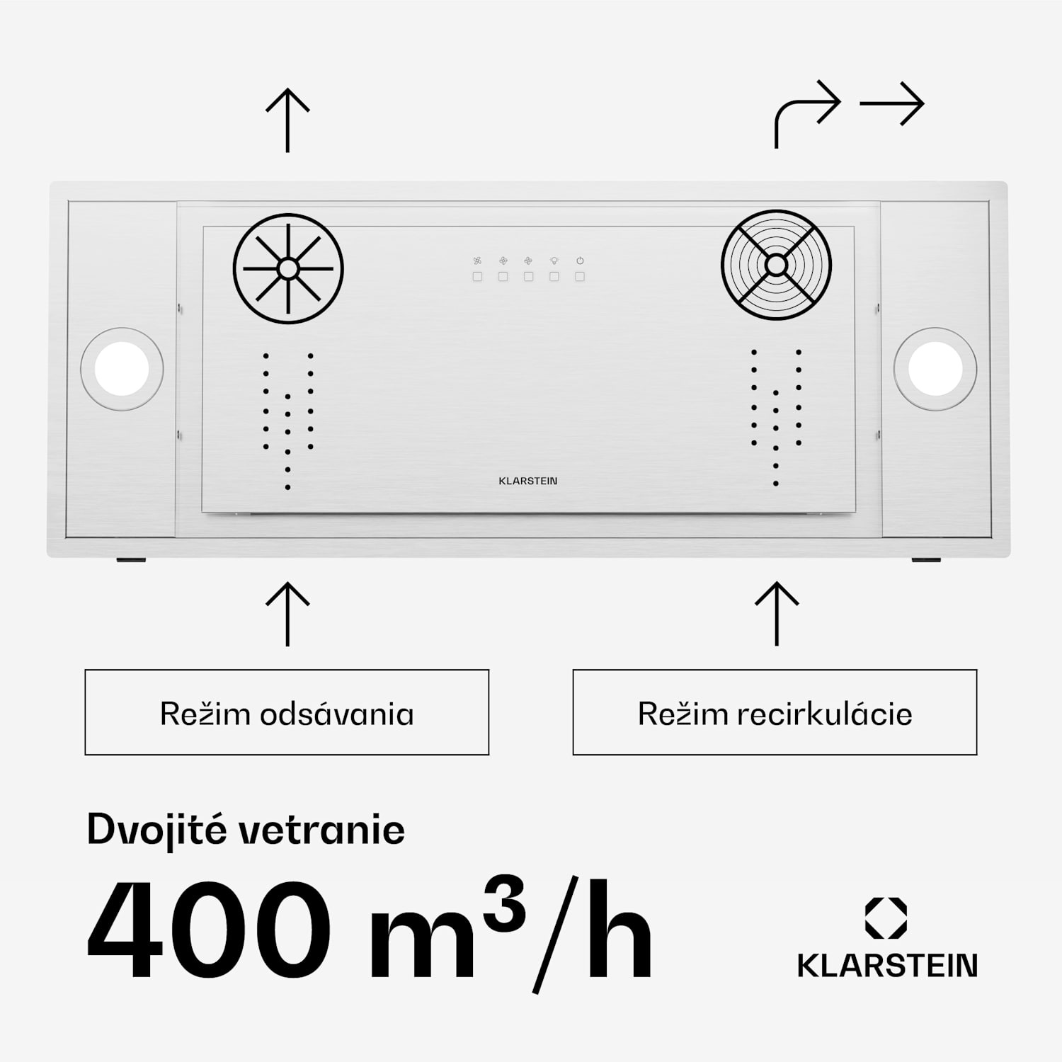 TurboMax odsávač pár, 400 m³/h, Účinnosť A+, Dvojitá prevádzka, 3 úrovne, LED 