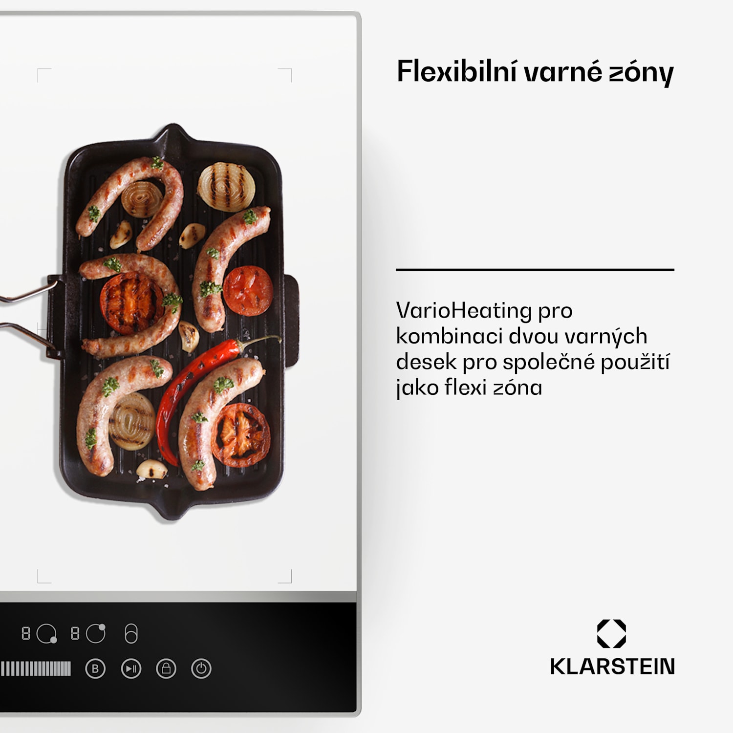 Hybridní indukční varná deska DualTone, Flex Zone, LED displej, Posuvné ovládání, 7200 W 