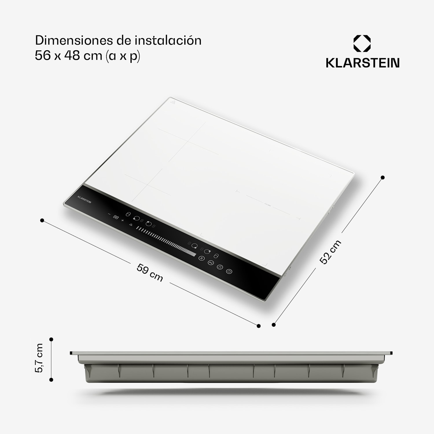 DualTone Hybrid Placa de inducción | Flex Zone | Pantalla led | Control deslizante | 7200 W DualTone Hybrid | 60 cm | Blanco