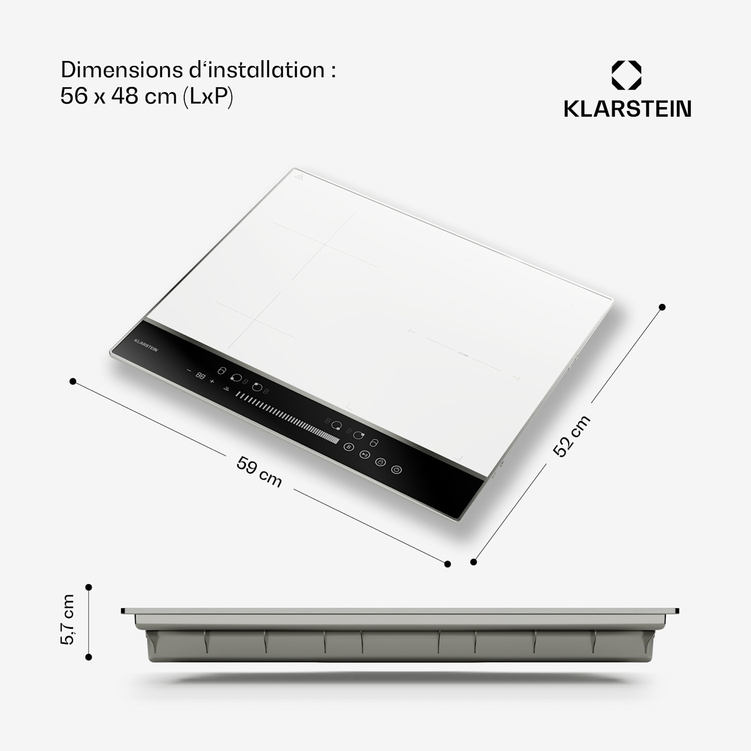 DualTone Hybrid Table de cuisson à induction | Flex Zone | affichage LED | contrôle par curseur | 7200 W 