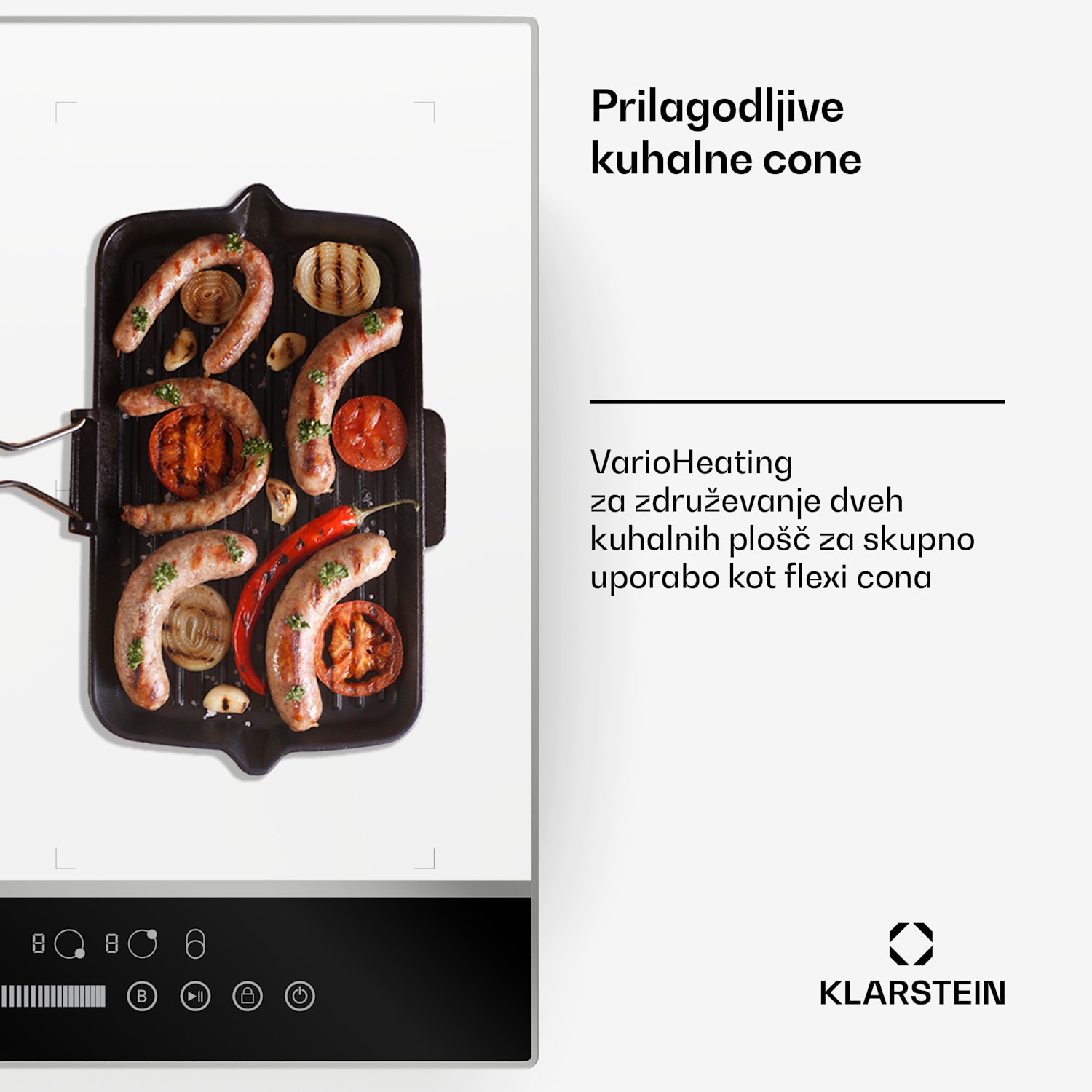 DualTone Hybrid indukcijska kuhalna plošča DualTone, Flex Zone, LED zaslon, Drsno upravljanje, 7200 W DualTone Hybrid | 60 cm | Bela