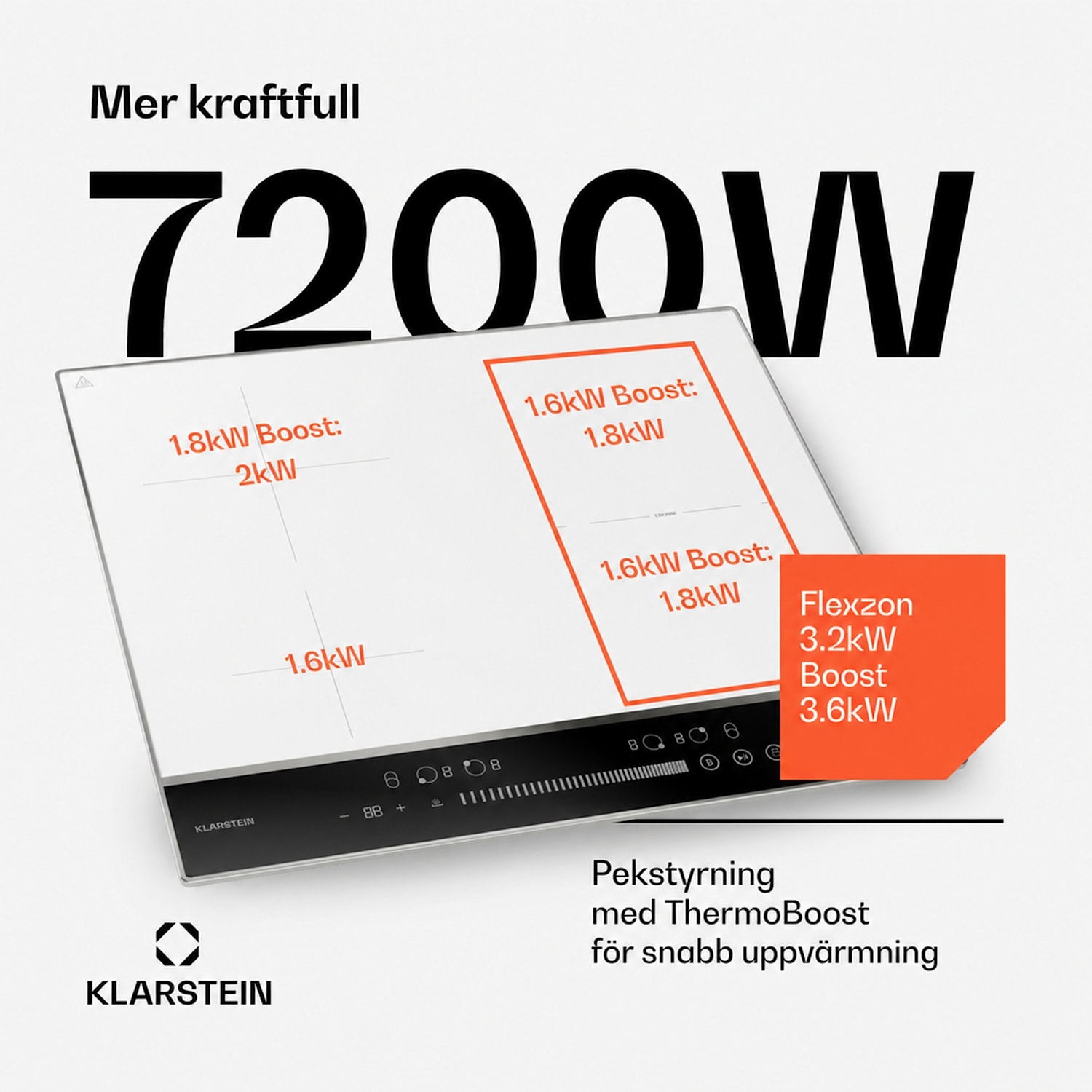 DualTone Hybrid induktionshäll | flex zone | LED-display | slider control | 7200 W 1 Flexzon | Vit
