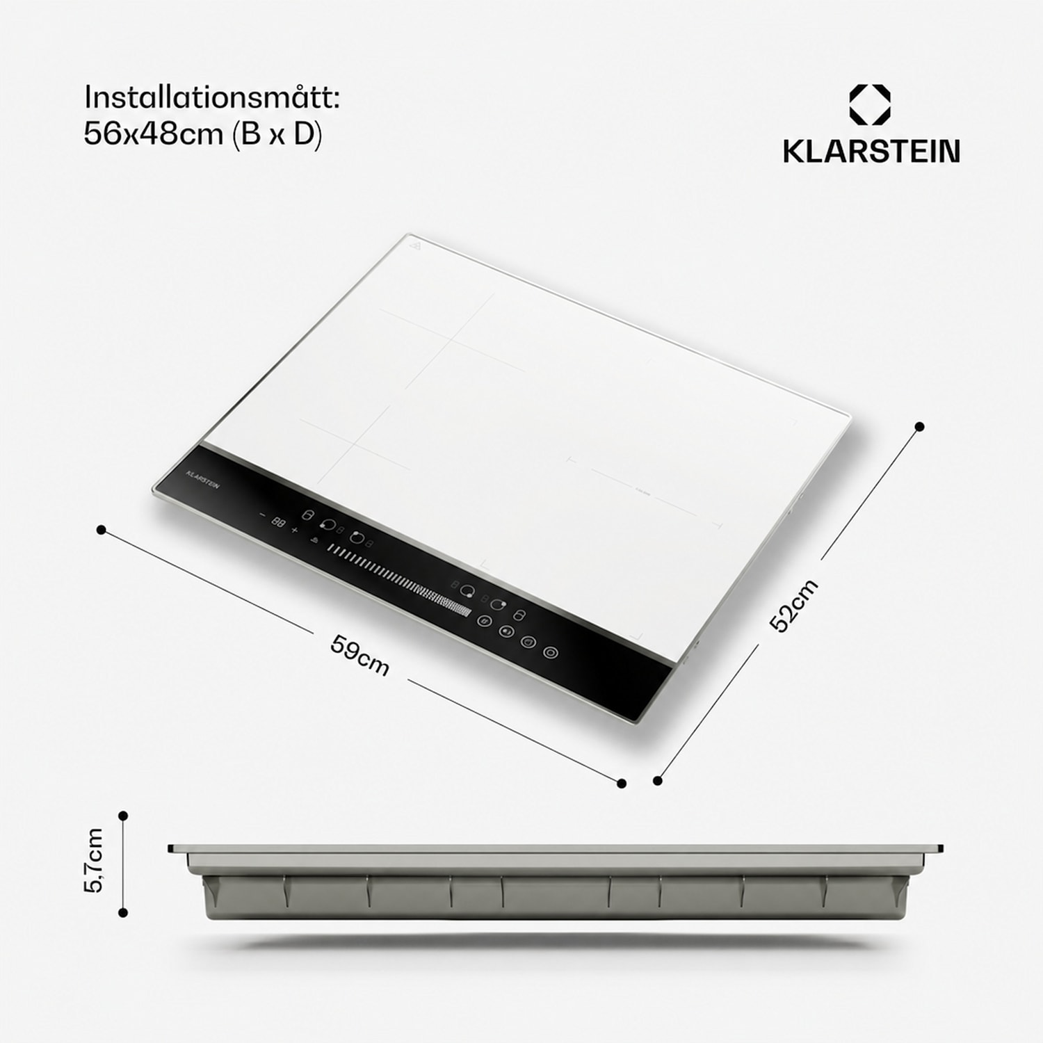 DualTone Hybrid induktionshäll | flex zone | LED-display | slider control | 7200 W 1 Flexzon | Vit