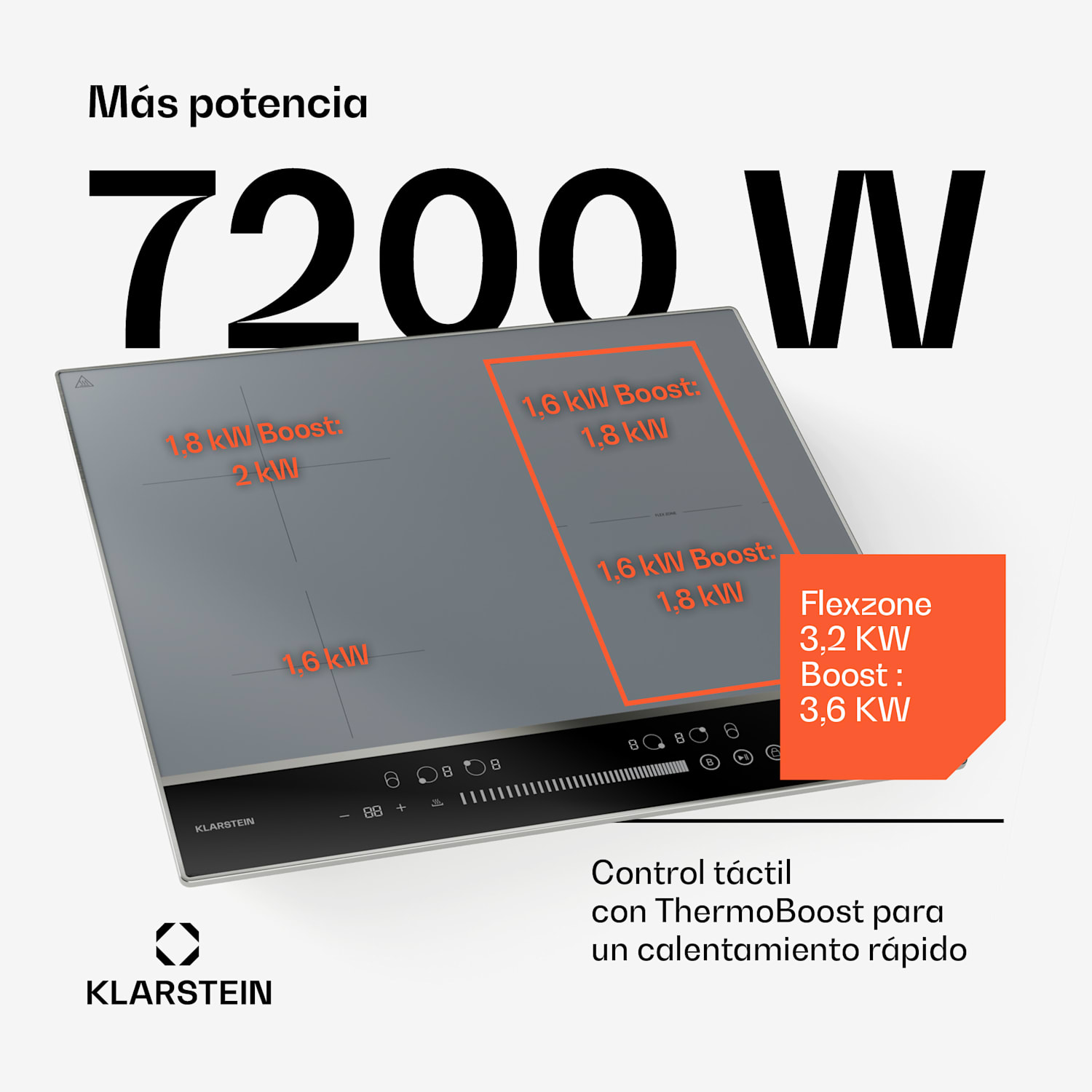DualTone Hybrid Placa de inducción | Flex Zone | Pantalla led | Control deslizante | 7200 W DualTone Hybrid | 60 cm | Plata