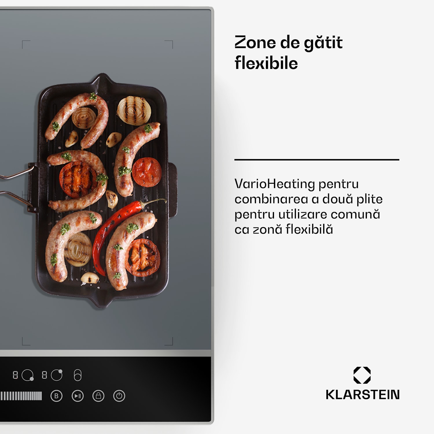 DualTone Hybrid plită cu inducție, Zonă Flex, Afișaj LED, Control prin glisoare, 7200 W DualTone Hybrid | 60 cm | Argintiu