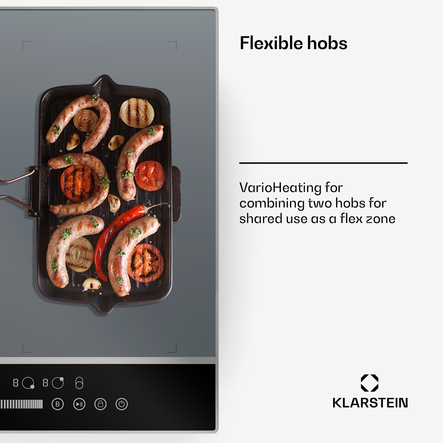 DualTone Hybrid -induktioliesitaso | joustovyöhyke | LED-näyttö | liukusäädin | 7200 W DualTone Hybrid | 60 cm | Hopea