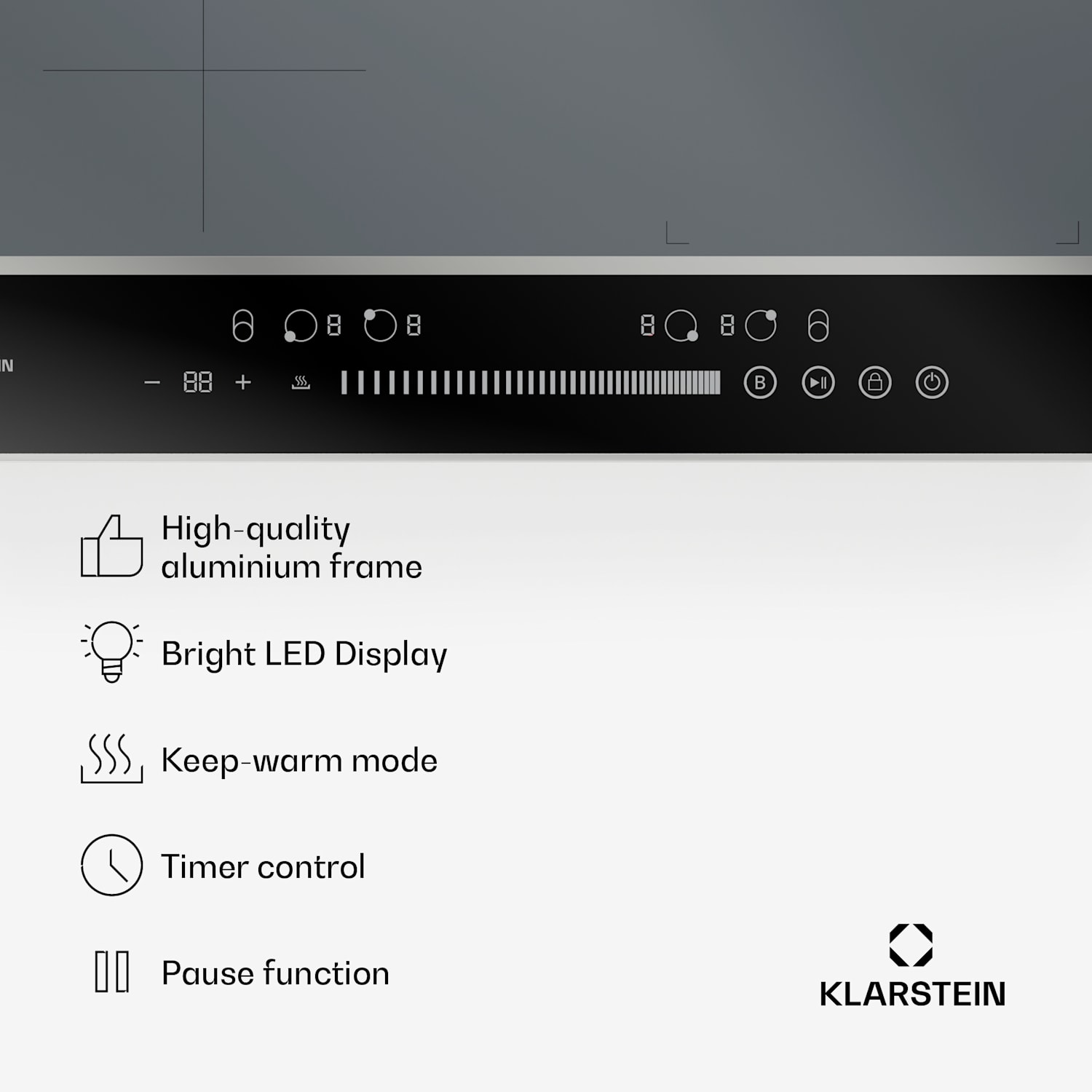 DualTone Hybrid -induktioliesitaso | joustovyöhyke | LED-näyttö | liukusäädin | 7200 W DualTone Hybrid | 60 cm | Hopea