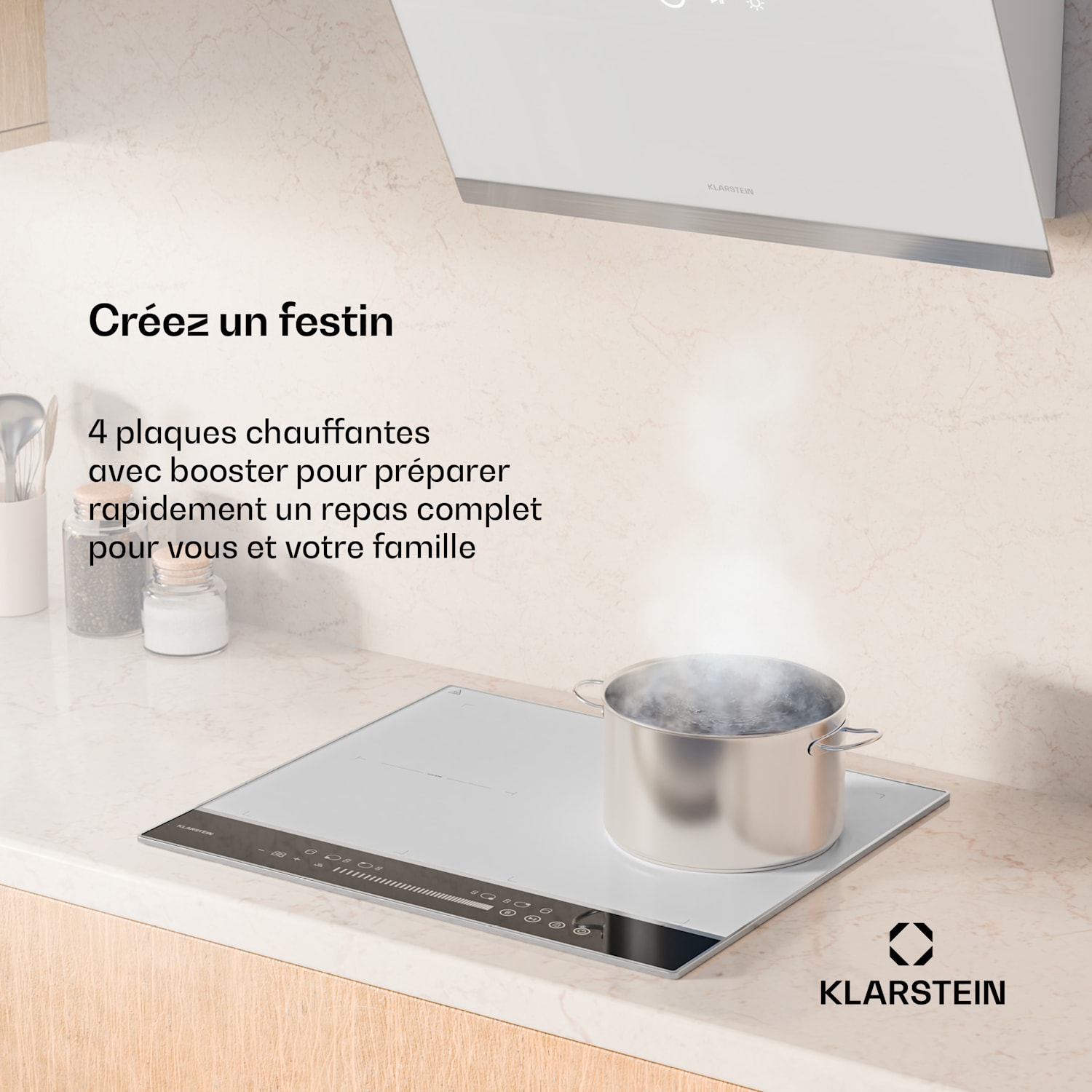 Table de cuisson à induction DualTone Flex | Zones flexibles | Affichage LED | Contrôle du curseur | 7200 W DualTone Flex | 60 cm | Blanc