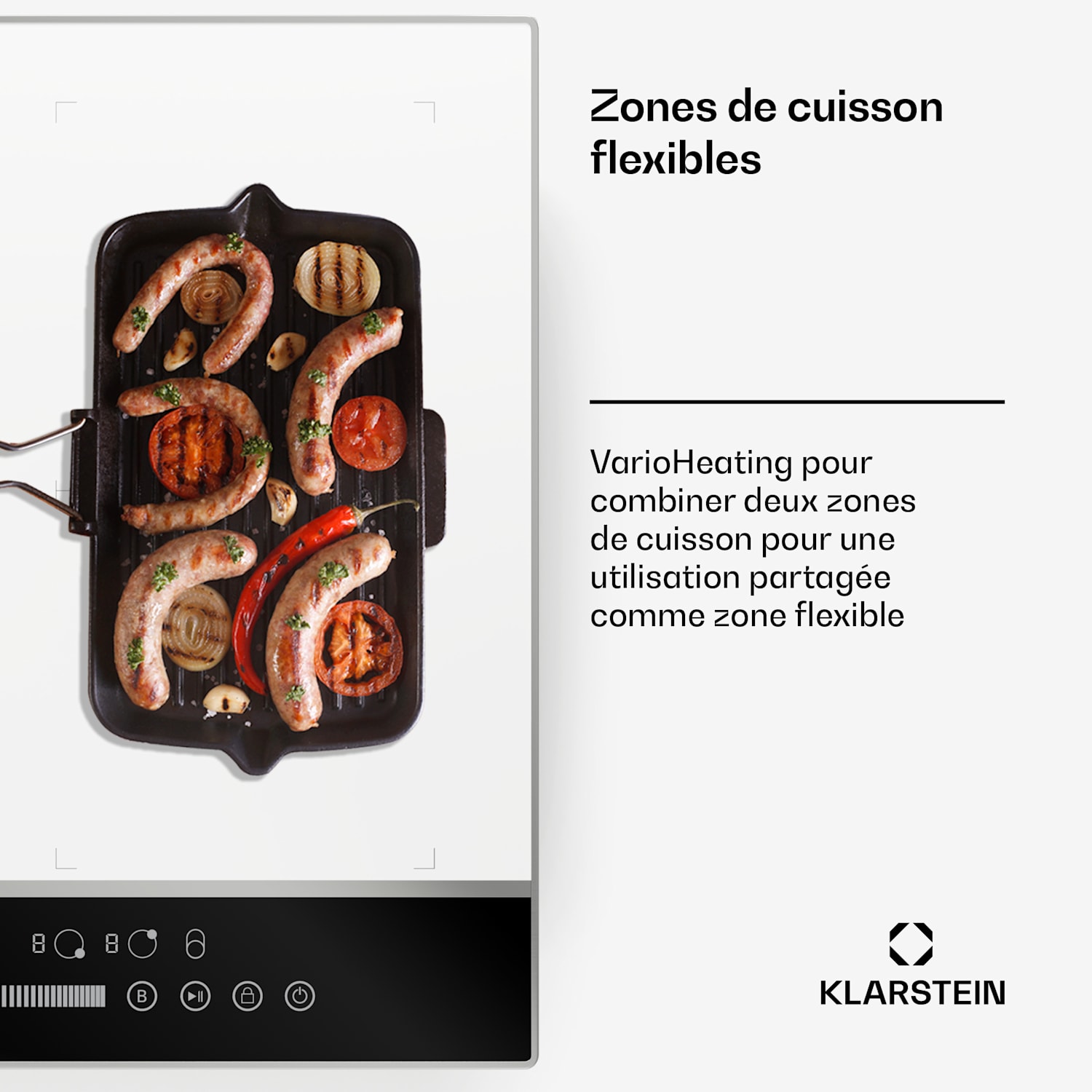 Table de cuisson à induction DualTone Flex | Zones flexibles | Affichage LED | Contrôle du curseur | 7200 W DualTone Flex | 60 cm | Blanc