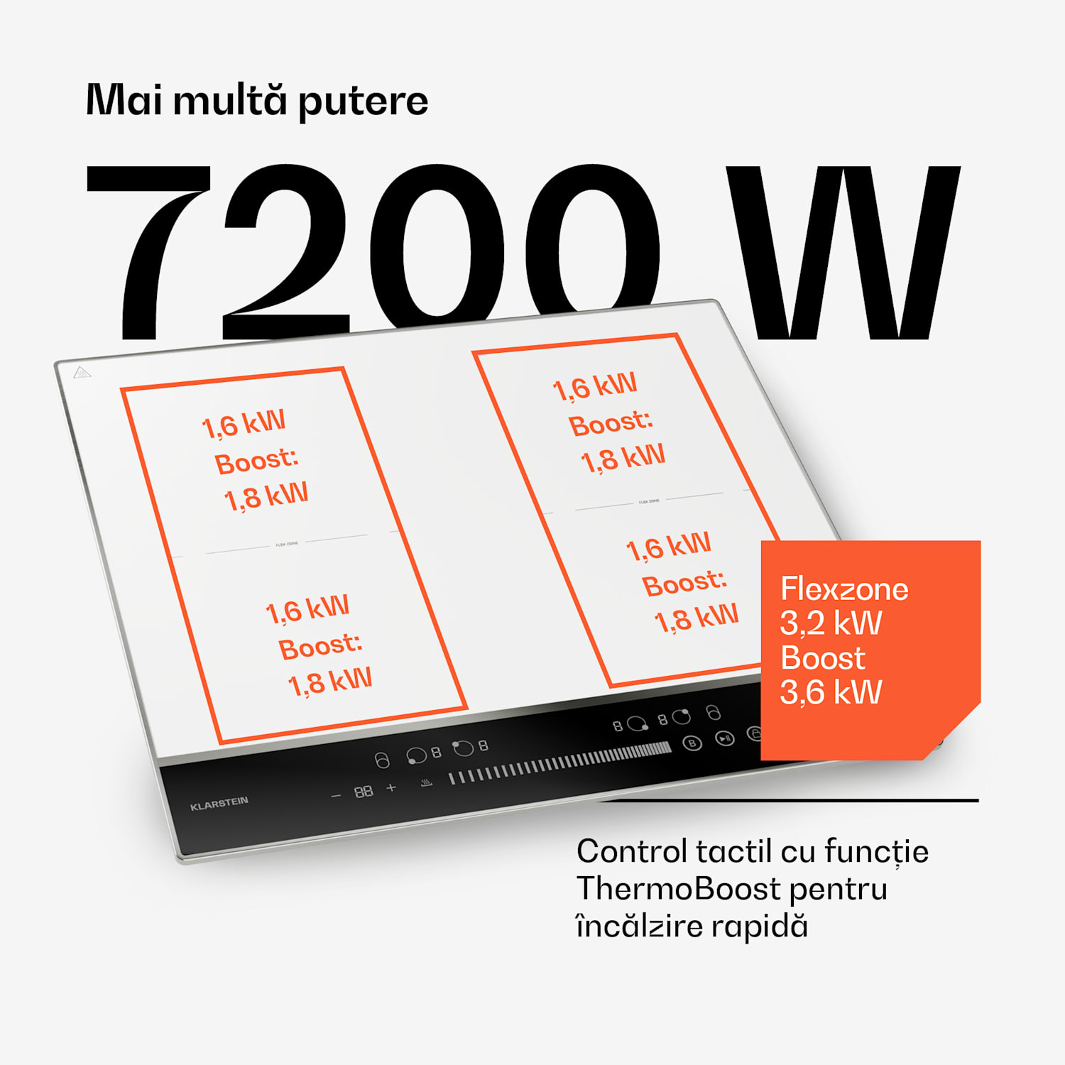 DualTone Flex Plită cu inducție, Zonă Flex, Afișaj LED, Control prin glisoare, 7200 W DualTone Flex | 60 cm | Alb