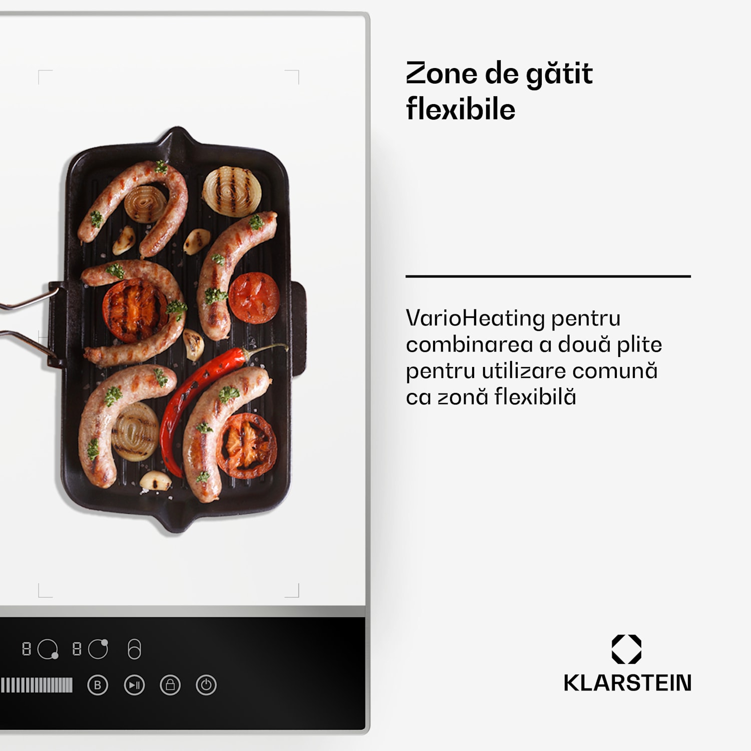 DualTone Flex Plită cu inducție, Zonă Flex, Afișaj LED, Control prin glisoare, 7200 W DualTone Flex | 60 cm | Alb