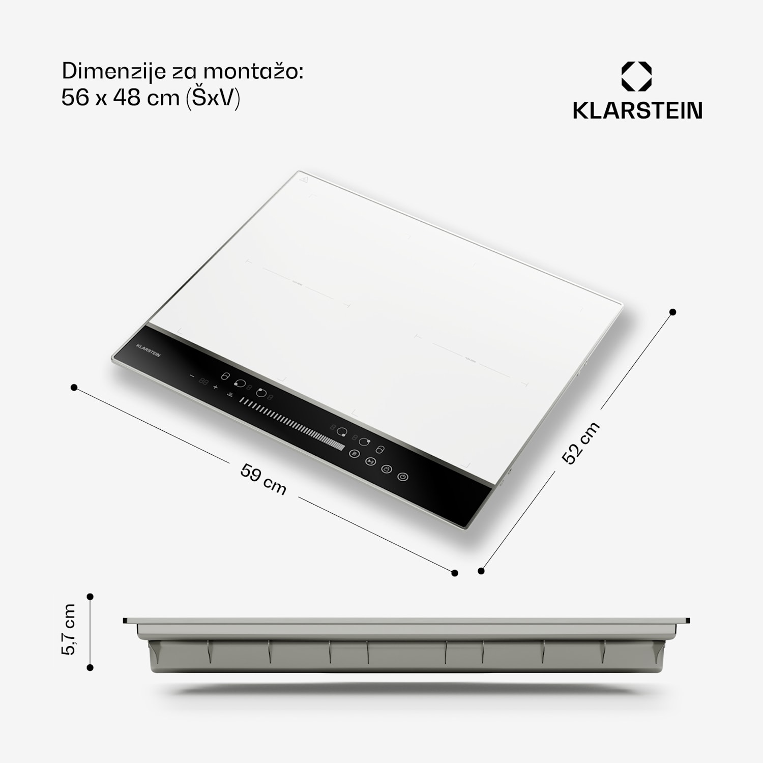 DualTone Flex indukcijska kuhalna plošča, Flex Zone, LED zaslon, Drsno upravljanje, 7200 V DualTone Flex | 60 cm | Bela
