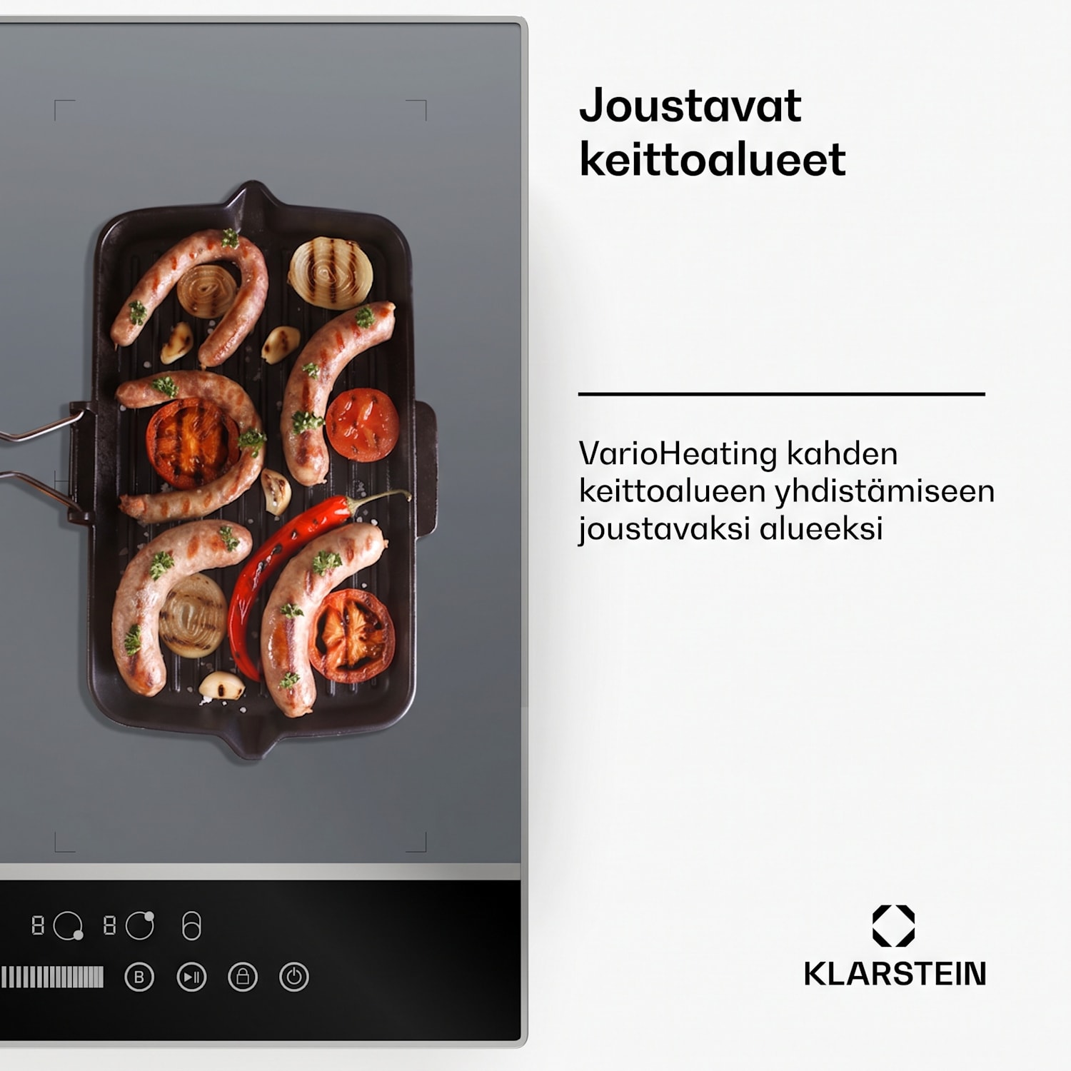 DualTone Flex -induktioliesitaso | joustovyöhykkeet | LED-näyttö | liukusäädin | 7200 W 2 Joustoaluetta | Hopea
