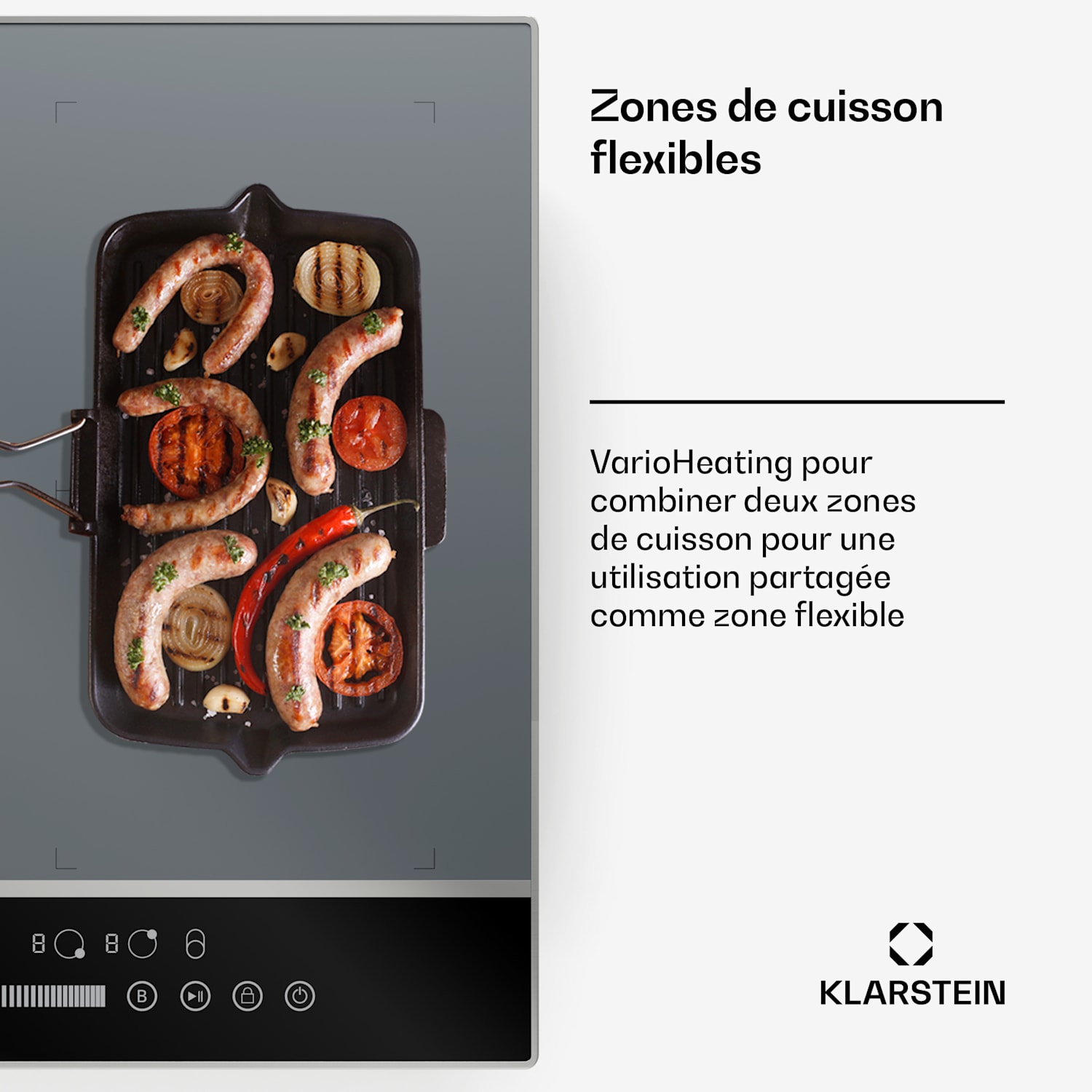 DualTone Flew inductiekookplaat | Flexzones | LED-display | Slider Control | 7200 W DualTone Flex | 60 cm | Zilver