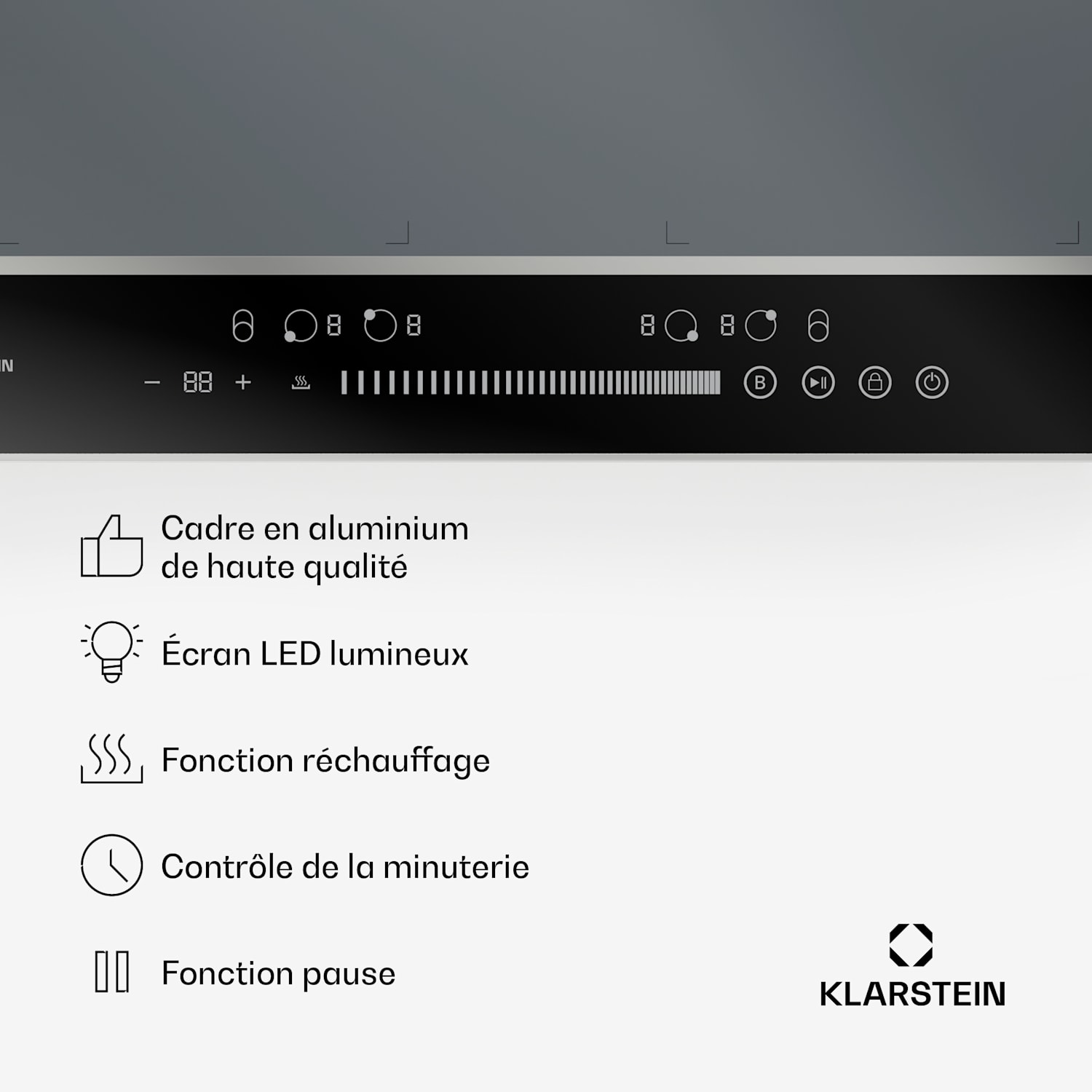 DualTone Flew inductiekookplaat | Flexzones | LED-display | Slider Control | 7200 W DualTone Flex | 60 cm | Zilver