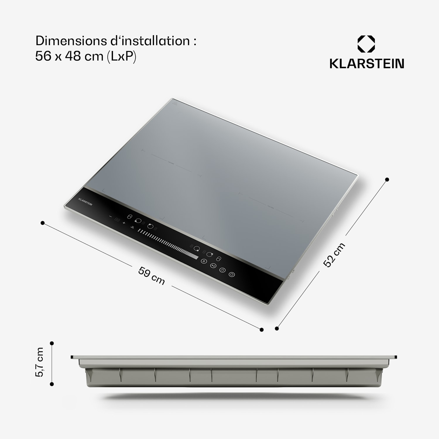DualTone Flew inductiekookplaat | Flexzones | LED-display | Slider Control | 7200 W DualTone Flex | 60 cm | Zilver