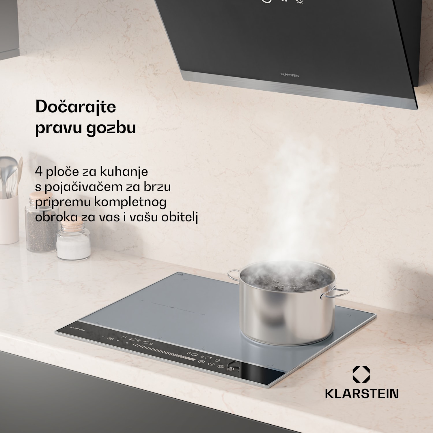 Indukcijska ploča DualTone Flex, Flex Zone, LED zaslon, Klizna kontrola, 7200 W DualTone Flex | 60 cm | Srebro