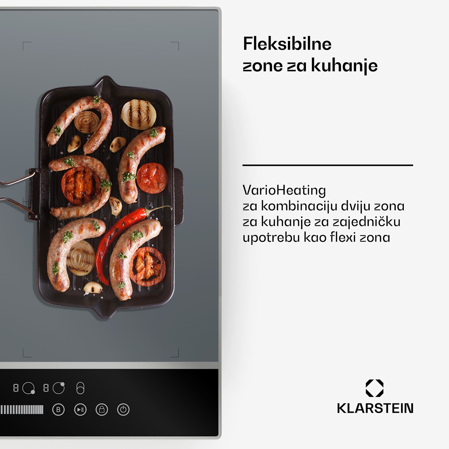 Indukcijska ploča DualTone Flex, Flex Zone, LED zaslon, Klizna kontrola, 7200 W DualTone Flex | 60 cm | Srebro