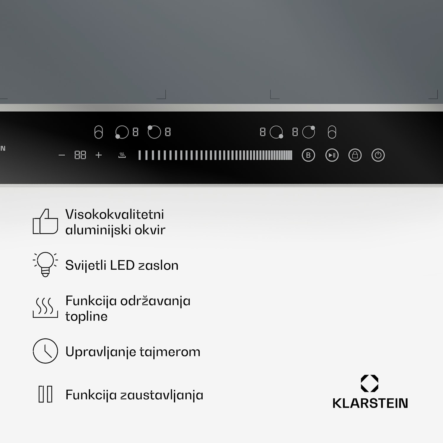 Indukcijska ploča DualTone Flex, Flex Zone, LED zaslon, Klizna kontrola, 7200 W DualTone Flex | 60 cm | Srebro