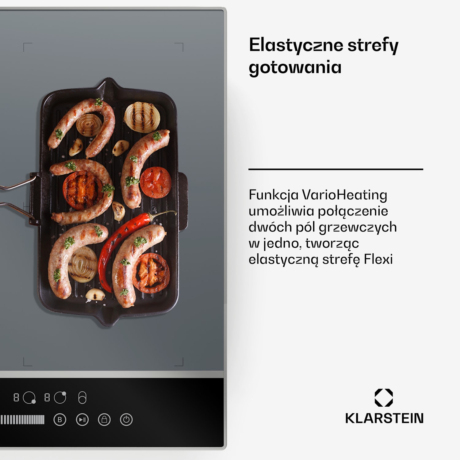 DualTone Flex płyta indukcyjna, Flex Zone, wyświetlacz LED, suwak, 7200 W DualTone Flex | 60 cm | Srebrny