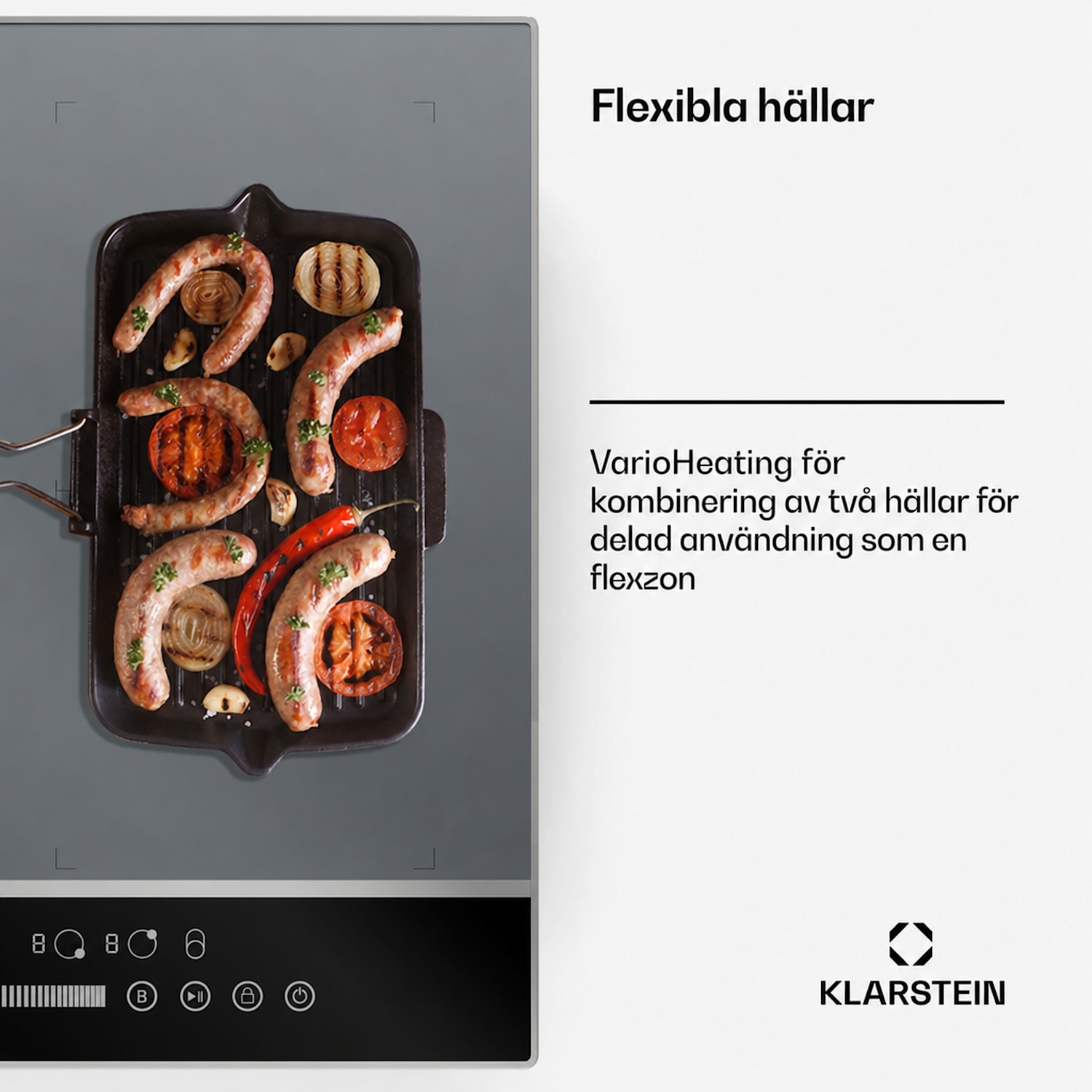 DualTone Flex induktionshäll | flex zone | LED-display | slider control | 7200 W 2 Flexzon | Silver