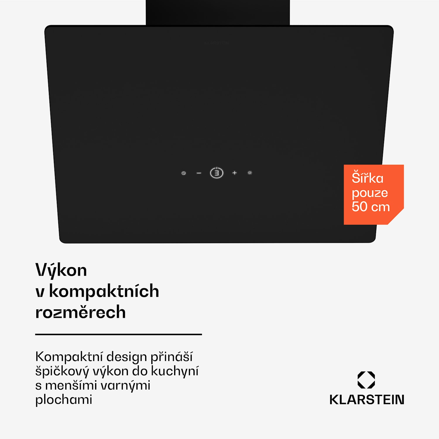 MaxAir digestoř, Kompaktní a výkonná, Energetická účinnost A++, Duální ventilace 50 cm | Černá