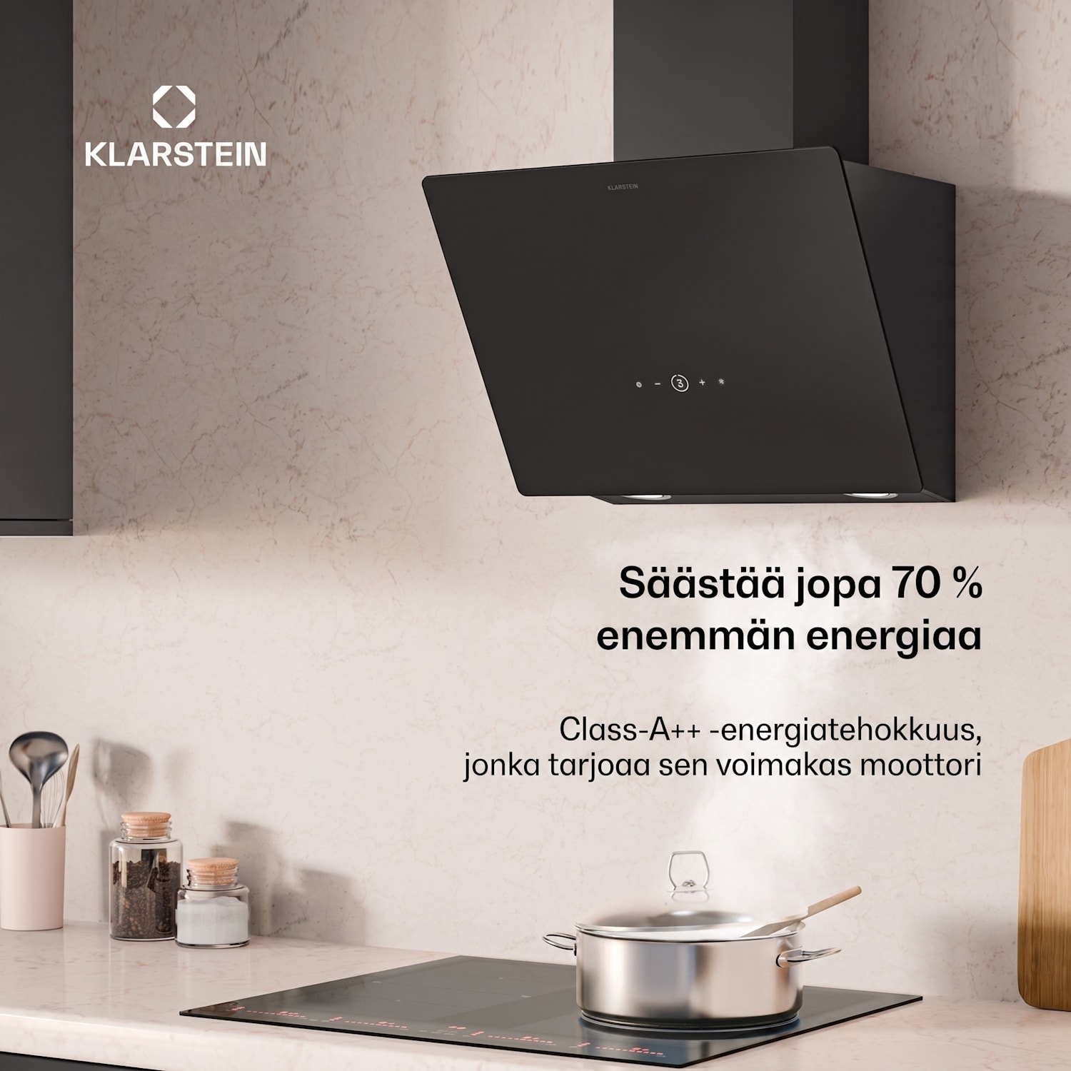 MaxAir-liesituuletin | Kompakti ja tehokas | A++ energiatehokkuus | Kaksoisilmanvaihtojärjestelmä Musta