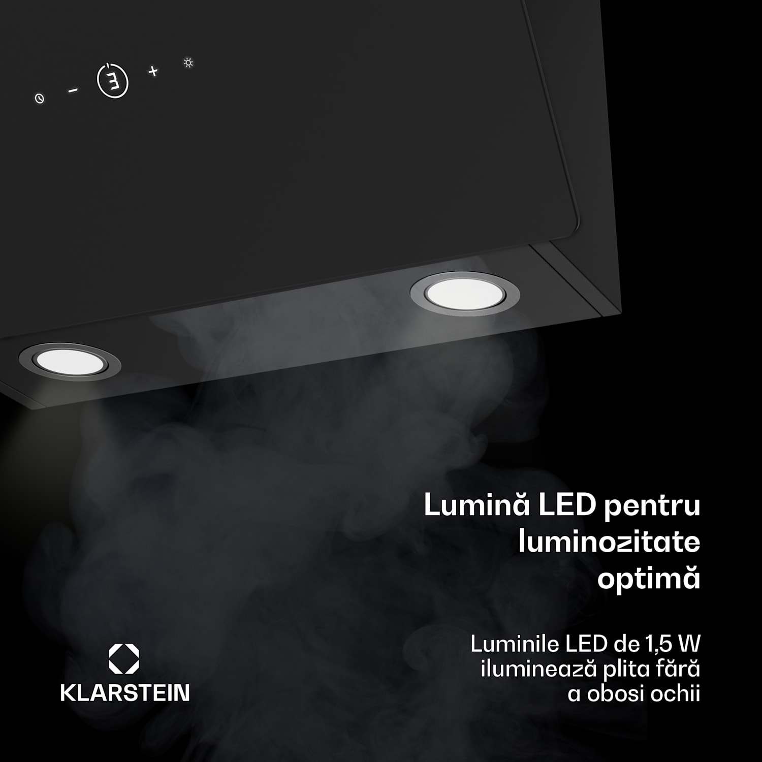 Hota MaxAir, Compact și puternic, Eficiență energetică A++, Ventilație dublă 50 cm | Negru