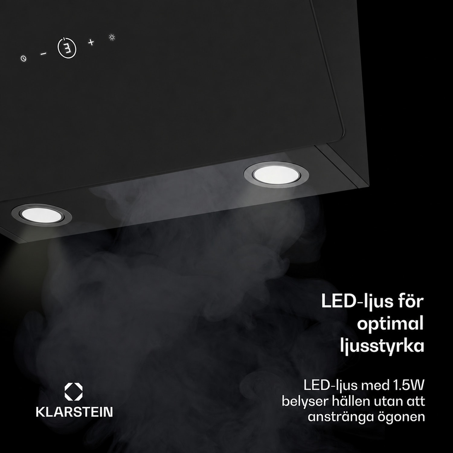 MaxAir köksfläkt | Kompakt och kraftfull | Energieffektivitetsklass A++ | Dubbel ventilation Svart