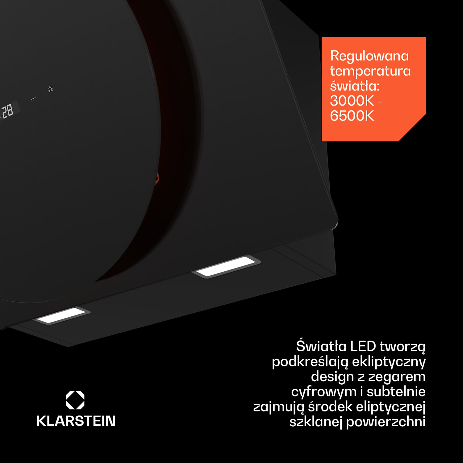 Total Eclipse okap/wyciąg, Oświetlenie LED, Dotykowy, 594,2 m³/h, Tryb otwarty/zamknięty 60 cm | Czarny