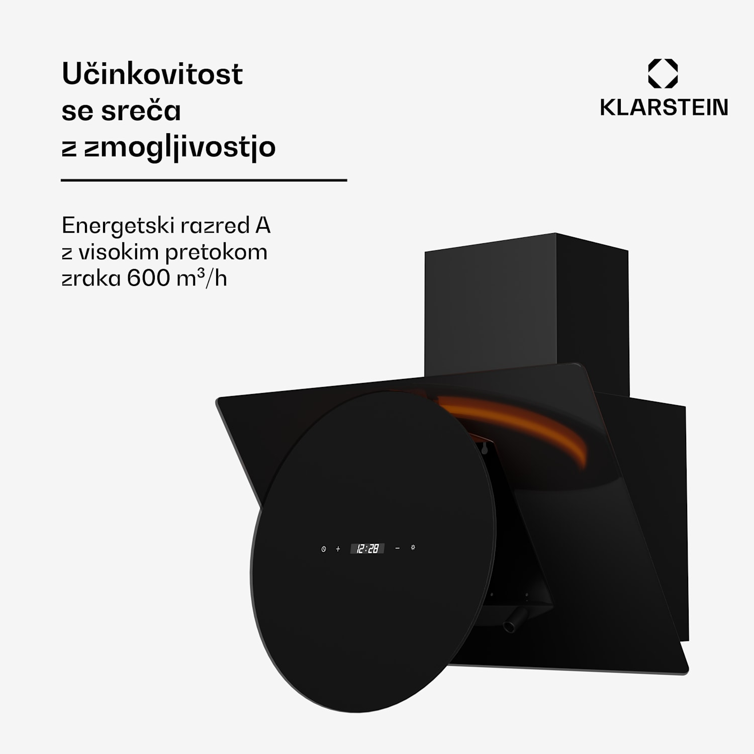 Total Eclipse kuhinjska napa, LED osvetlitev, na dotik, 594,2 m³/h, odsesavanje/recirkulacija 60 cm | Črna