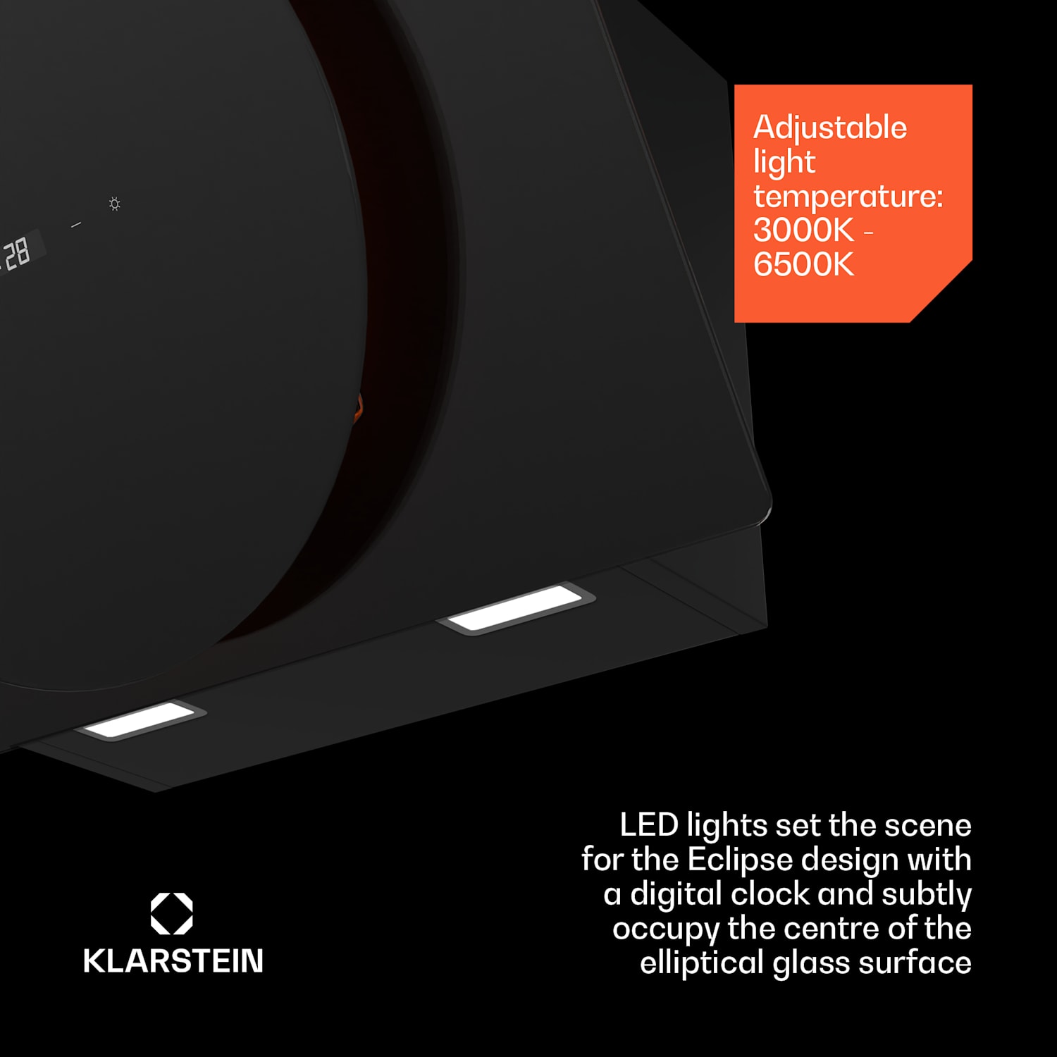 Total Eclipse -liesituuletin | LED-valaistus | kosketus | 594,2 m³/h | poistoilma/kiertoilmanvaihto 60 cm | Musta
