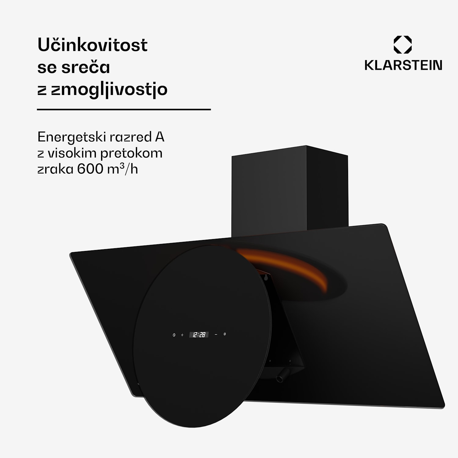 Total Eclipse kuhinjska napa, LED osvetlitev, na dotik, 594,2 m³/h, odsesavanje/recirkulacija 90 cm | Črna