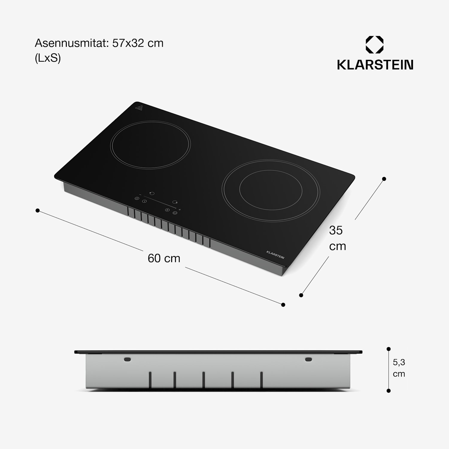 CeramEase Slim VTC -liesitaso | lasikeraaminen | 2 keittoaluetta | 4 kW | kosketus | ajastin 60 cm Slim