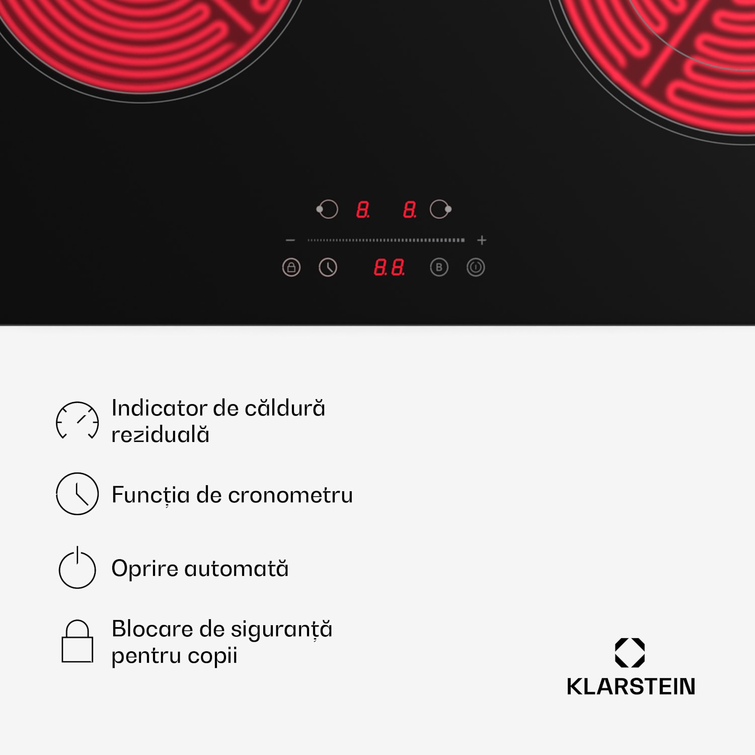 Plită CeramEase Slim VTC, ceramică, 2 plite, 4 kW, tactilă, temporizator 