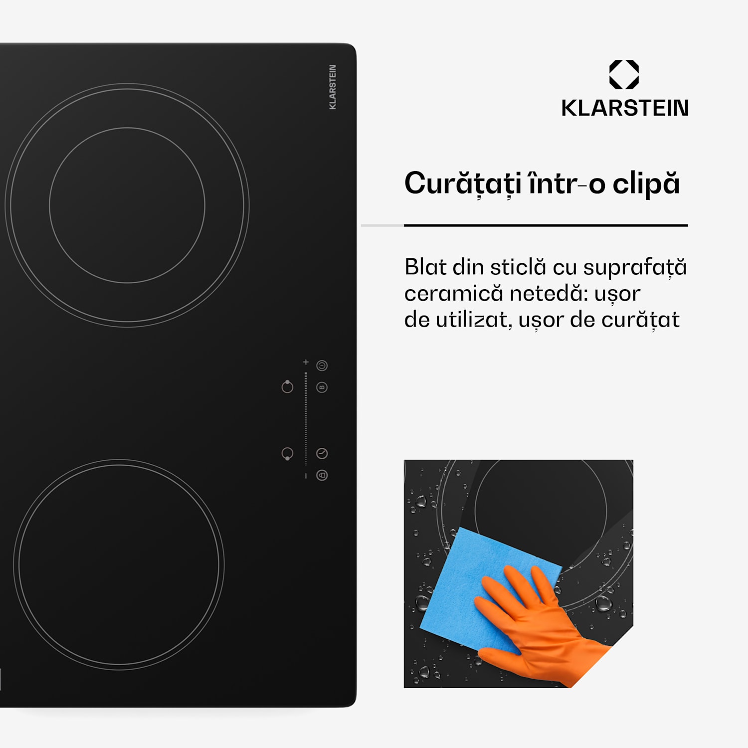 Plită CeramEase Slim VTC, ceramică, 2 plite, 4 kW, tactilă, temporizator 