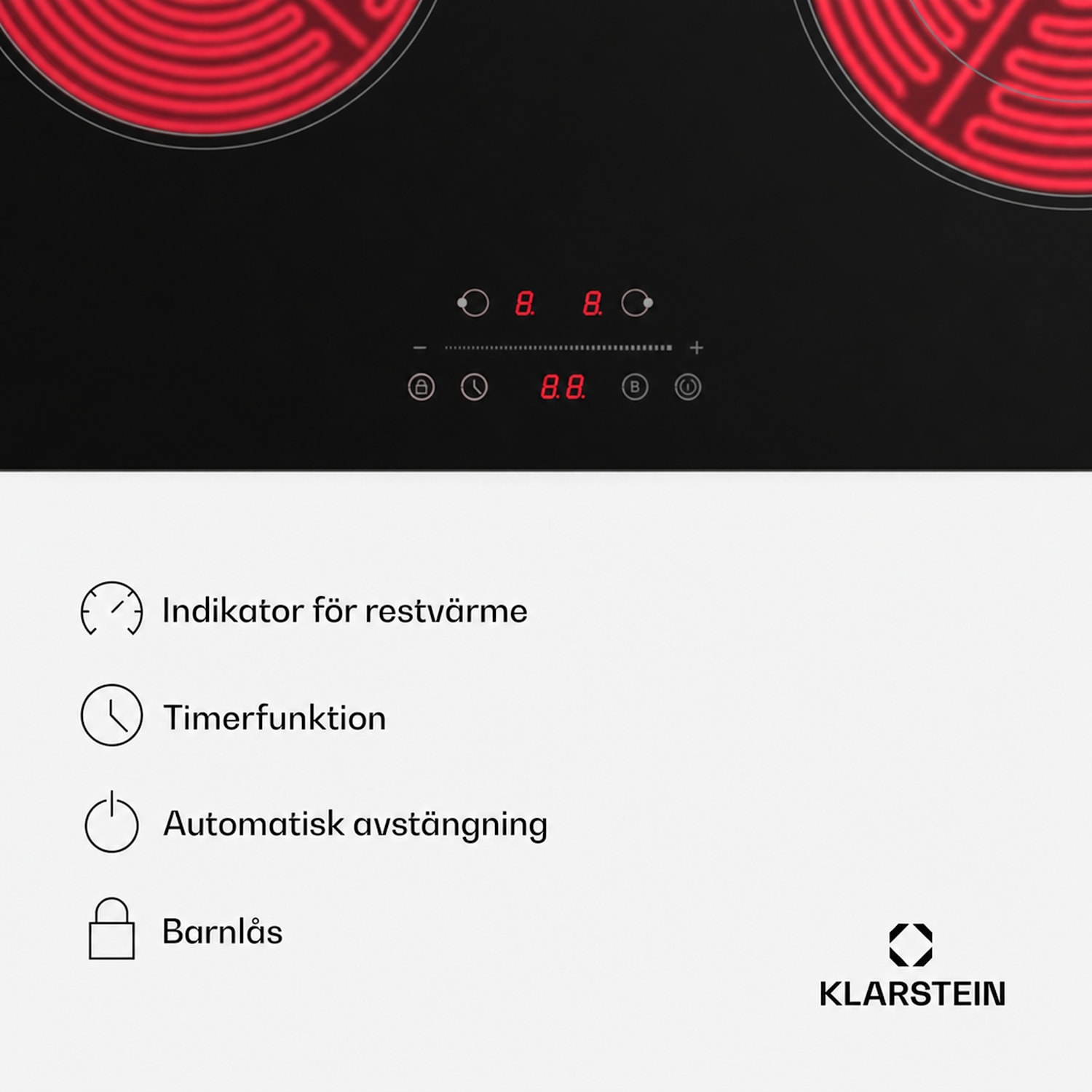 CeramEase Slim VTC häll | glaskeramik | 2 hällar | 4 kW | touchkontroll | timer 60 cm Slim