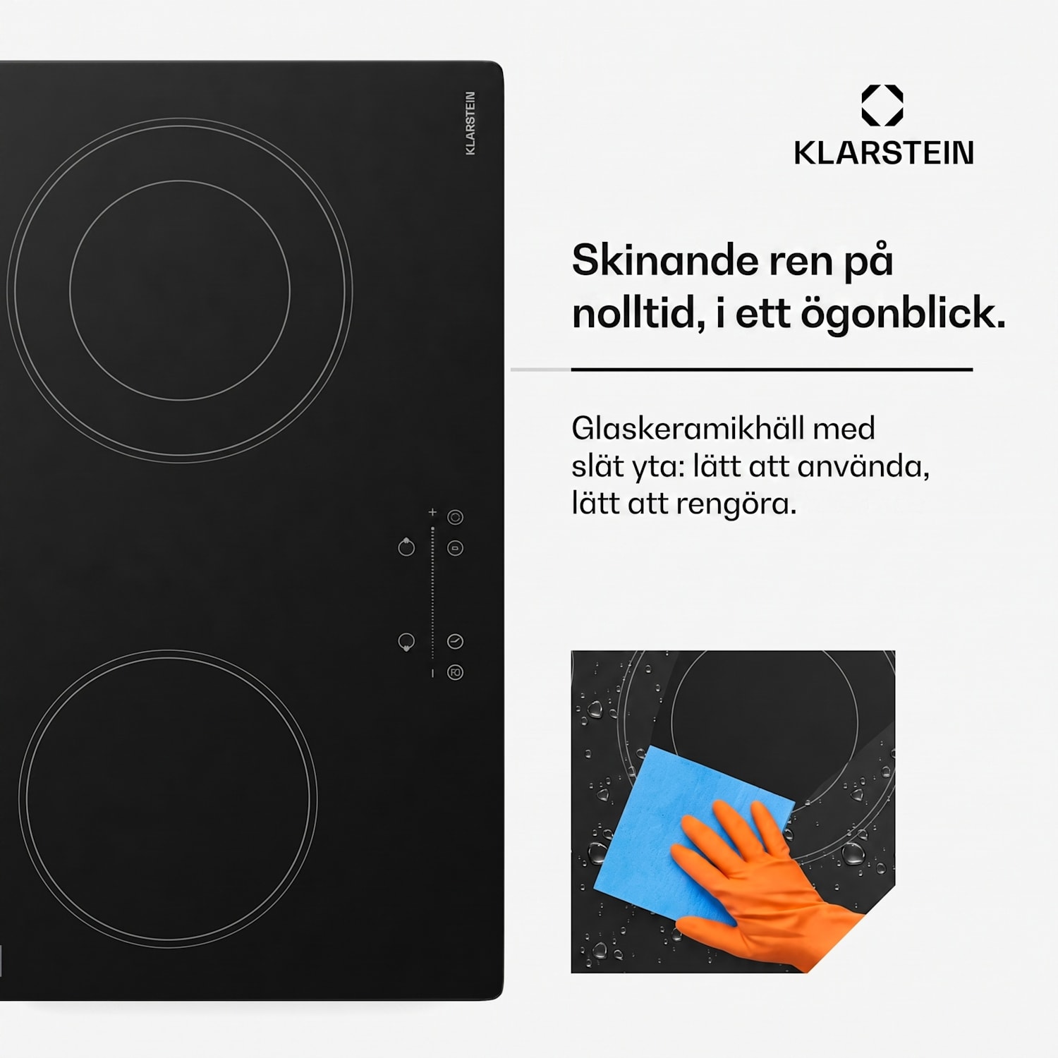 CeramEase Slim VTC häll | glaskeramik | 2 hällar | 4 kW | touchkontroll | timer 60 cm Slim
