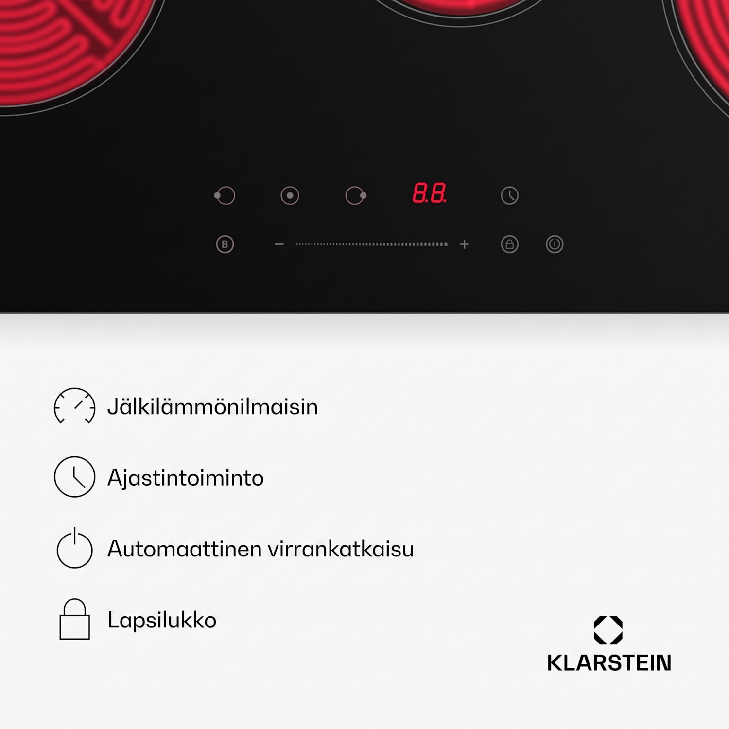 CeramEase Slim VTC -liesitaso | lasikeraaminen | 3 keittoaluetta | 5,2 kW | kosketus | ajastin 75 cm Slim