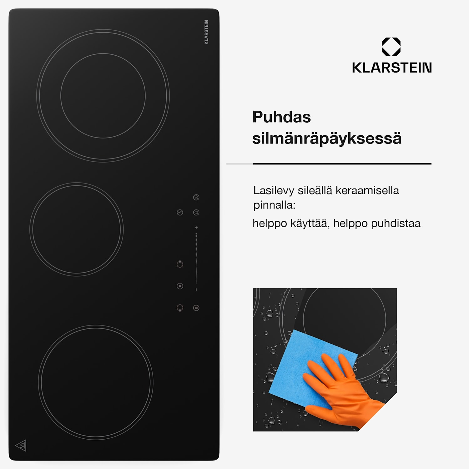 CeramEase Slim VTC -liesitaso | lasikeraaminen | 3 keittoaluetta | 5,2 kW | kosketus | ajastin 75 cm Slim