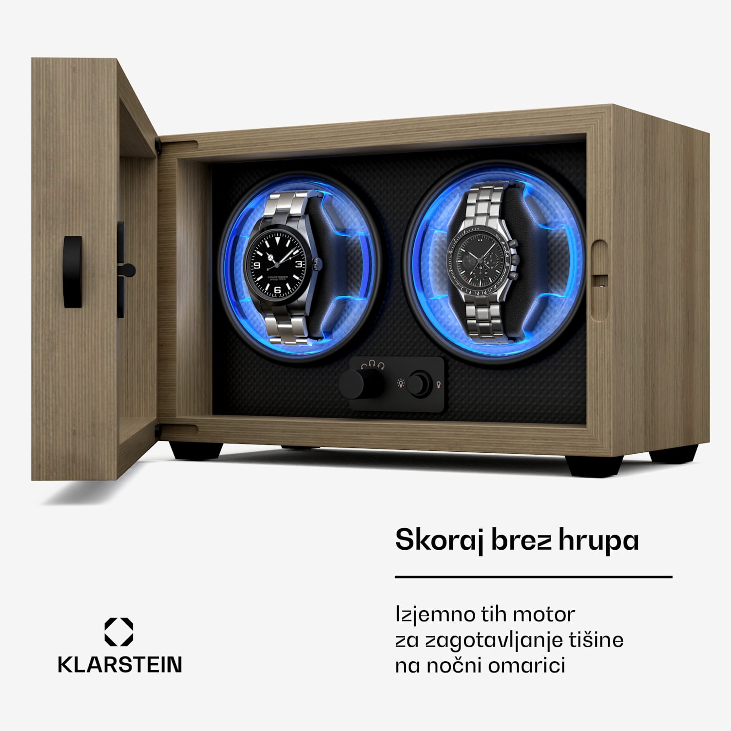 Brienz 2 navijalnik za ure, 4 načini, tihi, videz lesa, prilagodljiva blazina 