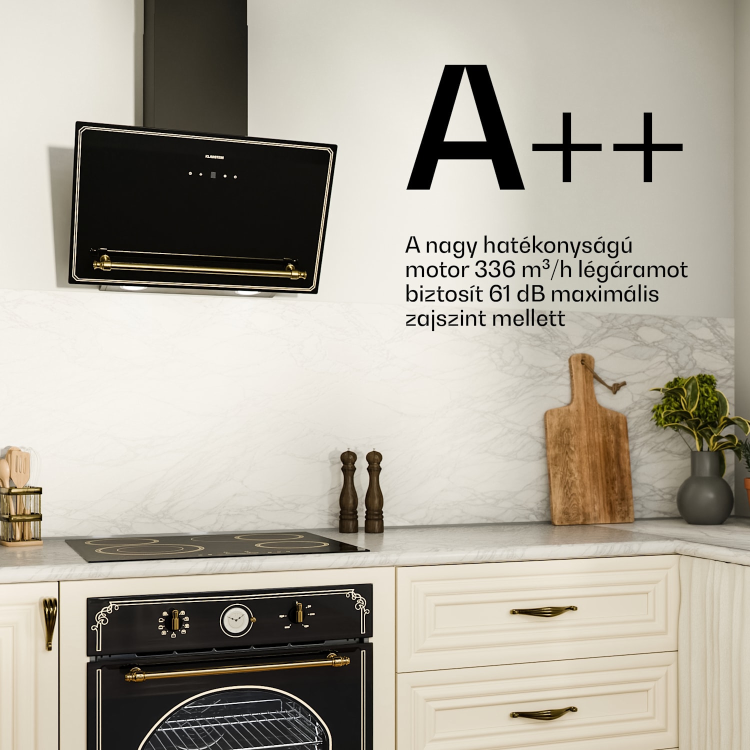 Viktoria ferde páraelszívó 90 cm légáram 336 m³/h 60 cm | Fekete