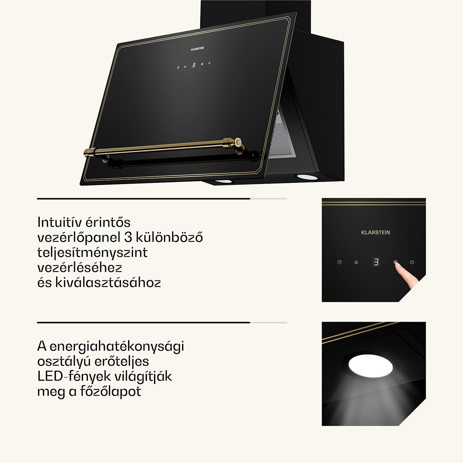 Viktoria ferde páraelszívó 90 cm légáram 336 m³/h 60 cm | Fekete