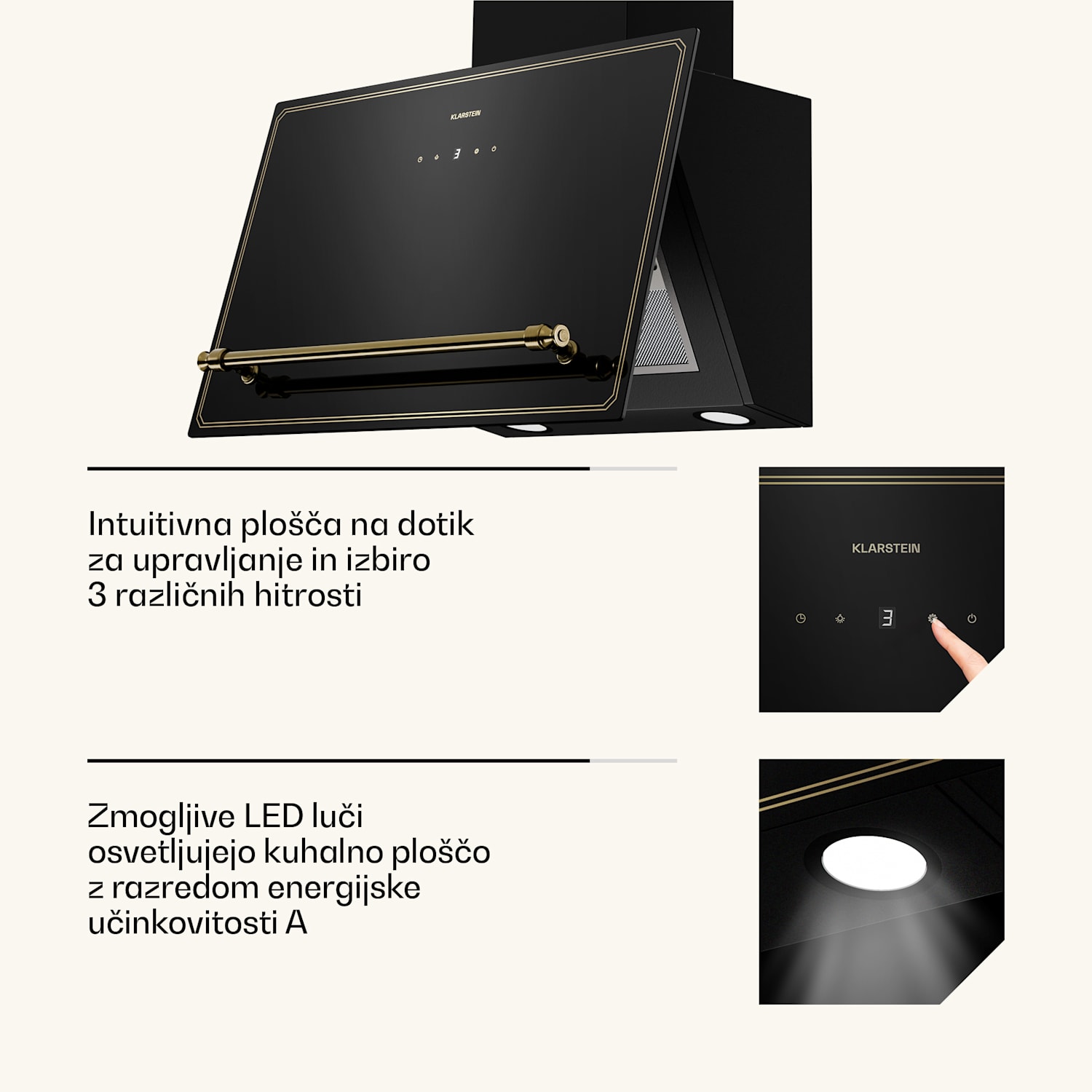 Poševna napa Victoria 90 cm pretok zraka 336 m³/h 60 cm | Črna