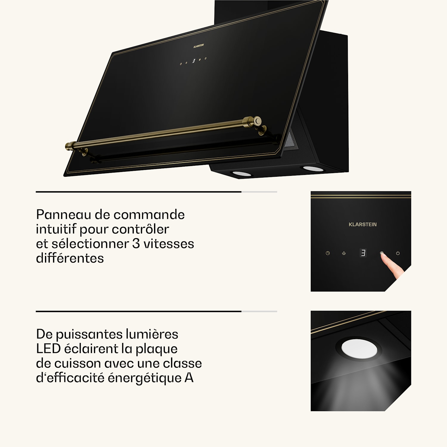 Victoria schuine afzuigkap 90 cm 336 m³/h luchtdebiet 90 cm | Zwart