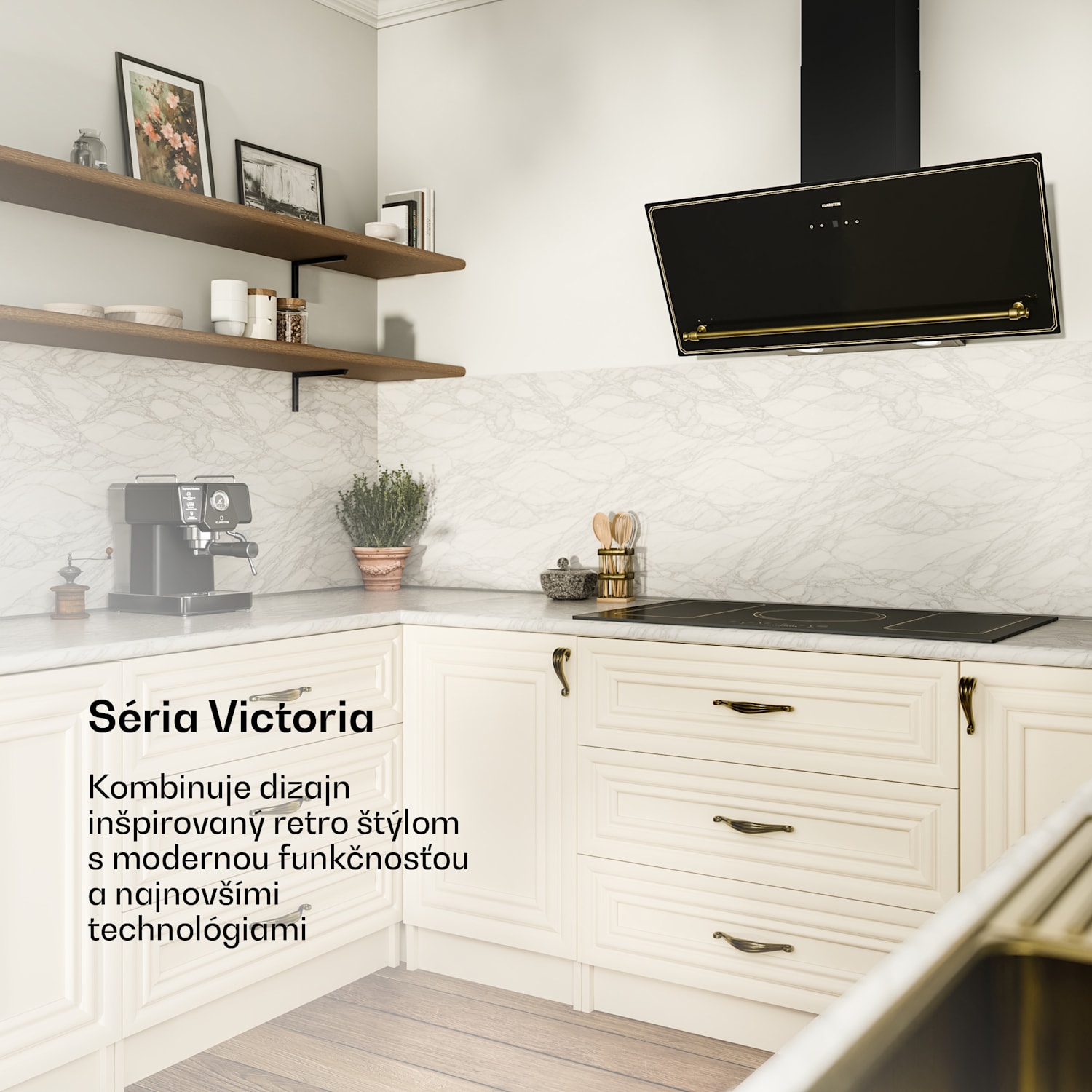 Victoria šikmý digestor 90 cm prietok vzduchu 336 m³/h 90 cm | Čierna