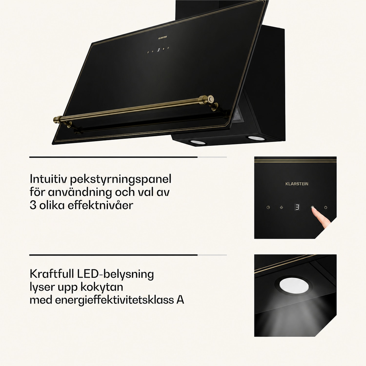Victoria takhöjdspisfläkt 90 cm, 336 m³/h ventilation 90 cm | Svart