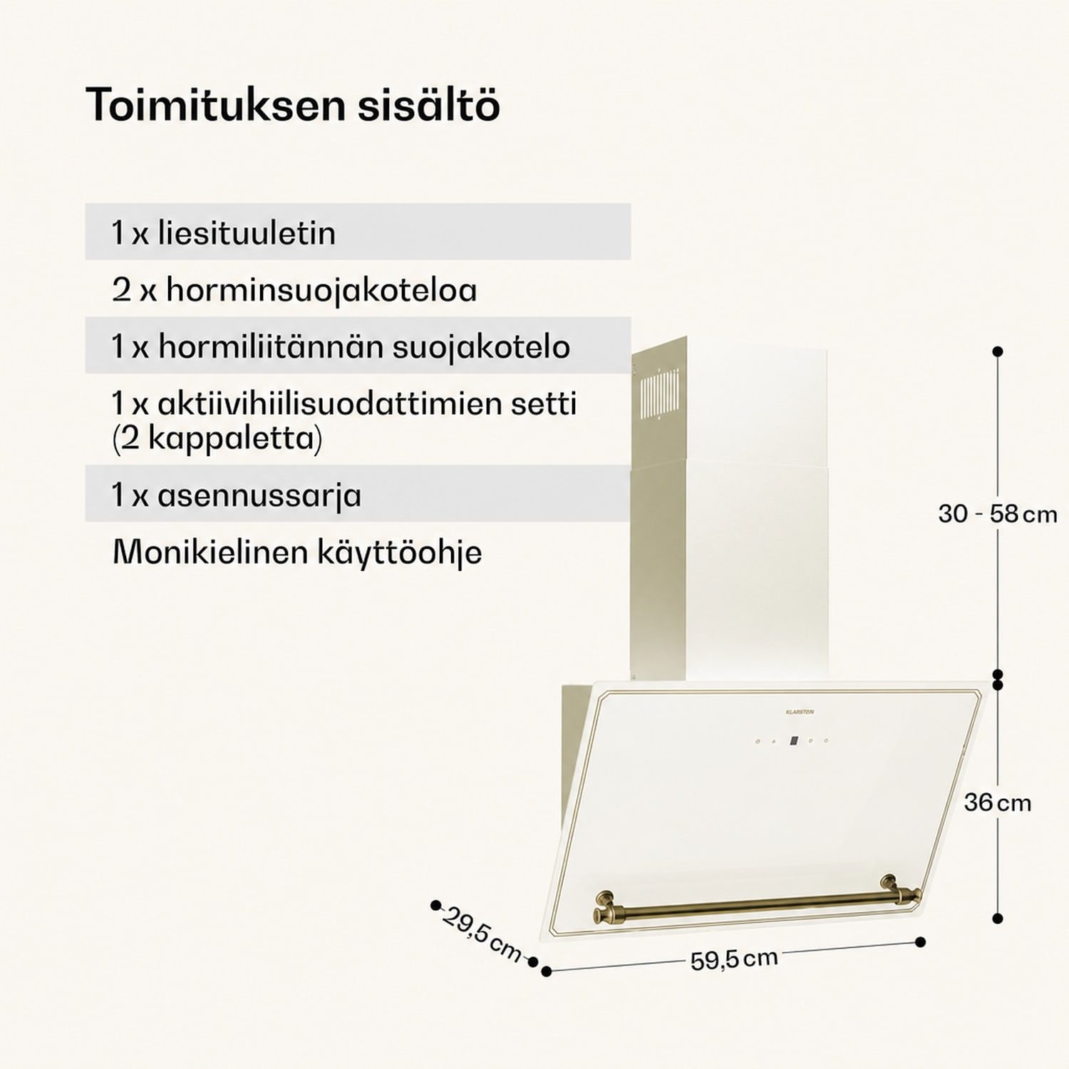 Victoria Angled -liesituuletin 60 cm 336 m³/h ilmavirta 60 cm | Vintage Kerma