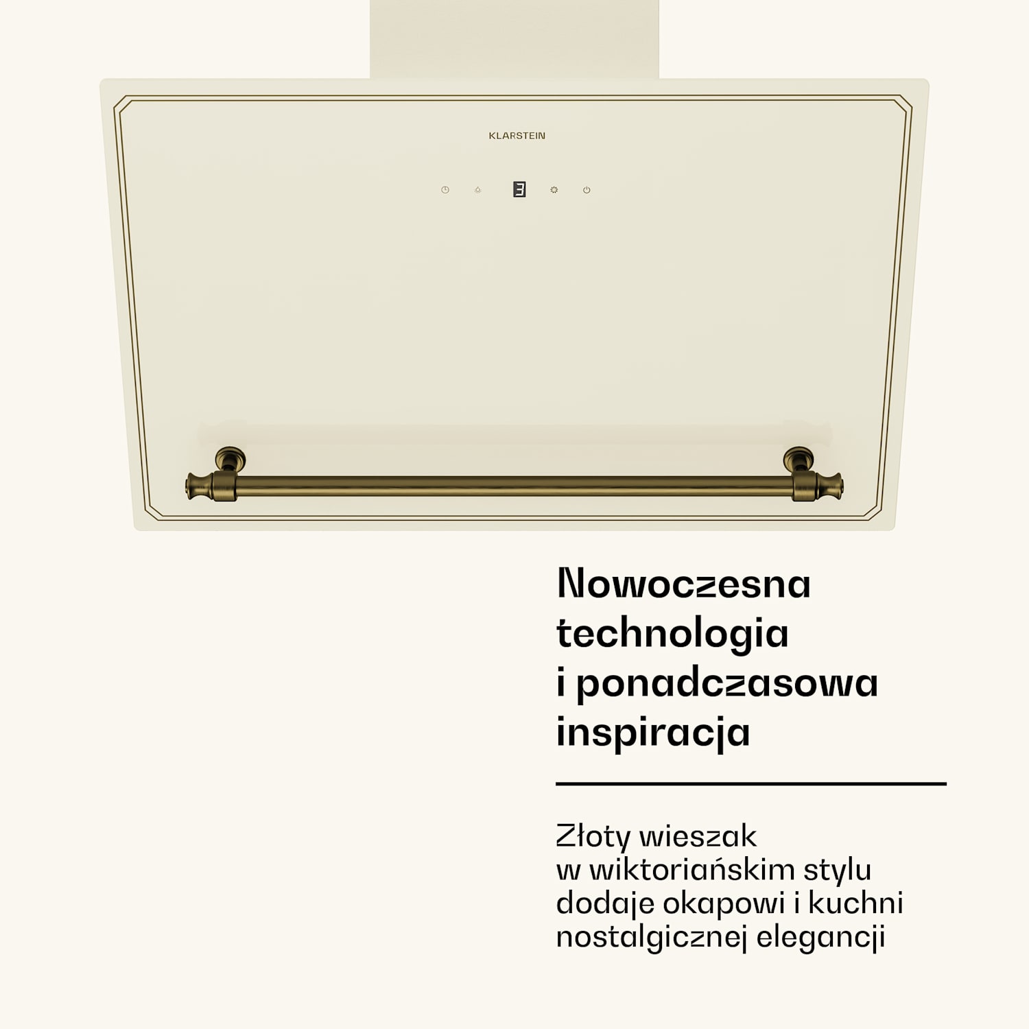 Victoria okap skośny 60 cm przepływ powietrza 336 m³/h 60 cm | Vintage Krem