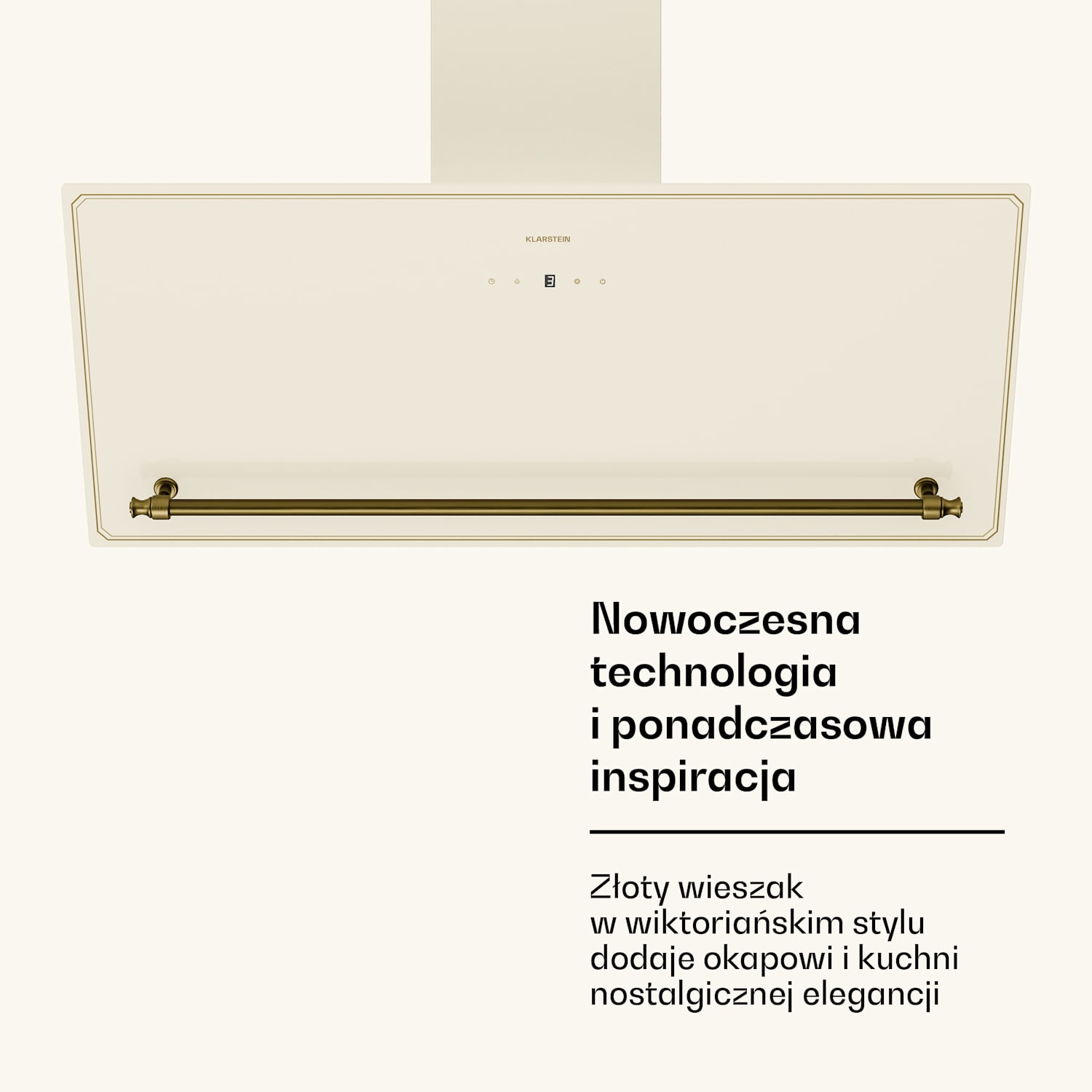 Victoria okap skośny 90 cm przepływ powietrza 336 m³/h 90 cm | Vintage Krem